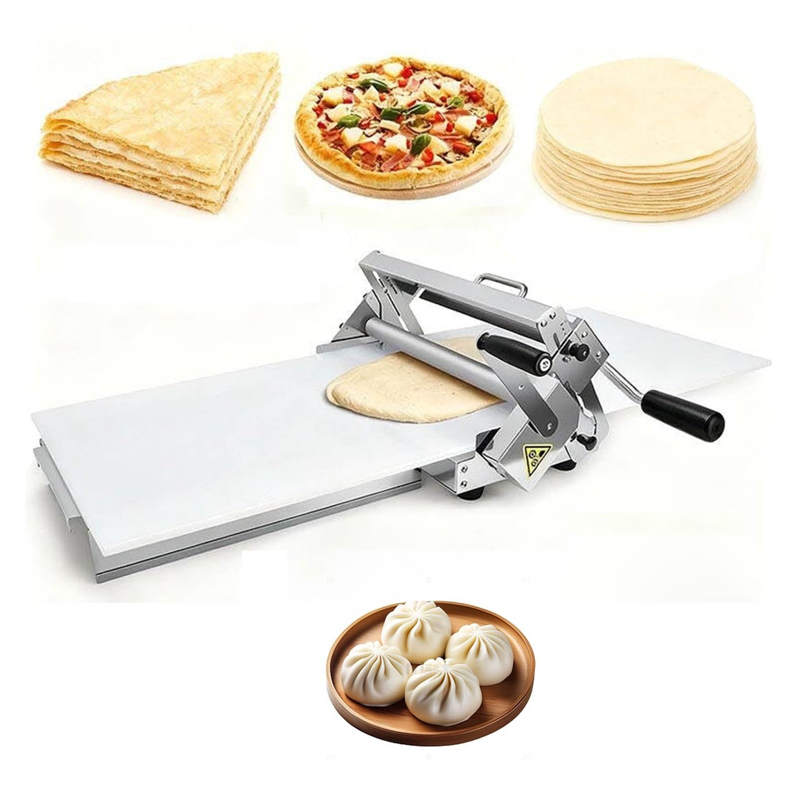 Rodillo de masa manual de 12", máquina laminadora de masa plegable | Espesor ajustable de 0 a 25 mm, 2 tablas laminadoras, material de acero inoxidable 304 for pizza y croissan