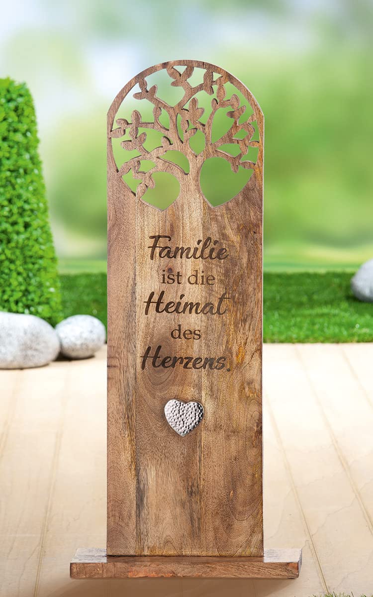 GILDE Holz Deko Standrelief XXL - Lebensbaum Familie & Heimat - Geschenk Einzug Eigenheim - Naturfarben Höhe 86 cm