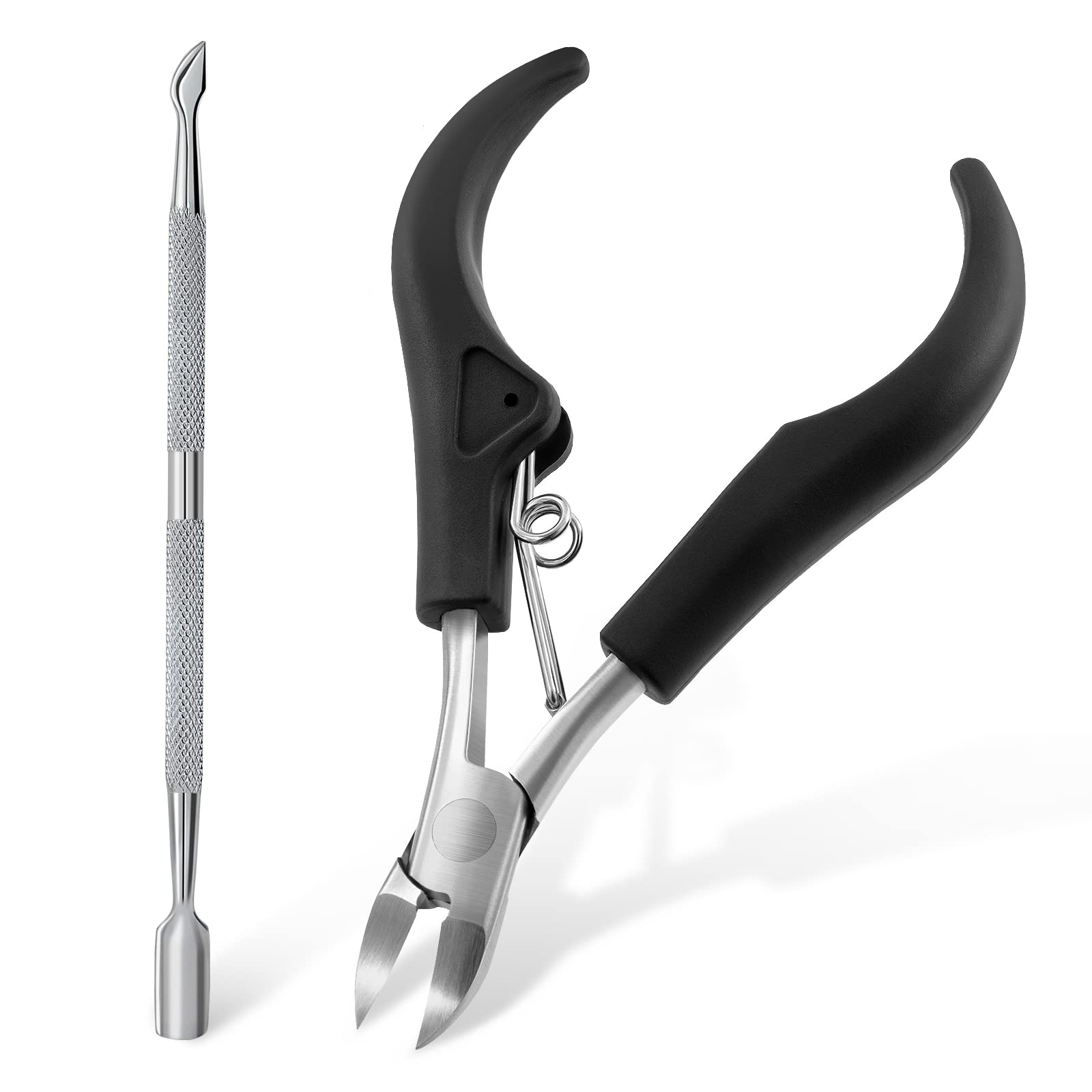 Photo 1 of 2 in 1 Ingrown Toenail Tools Kit, Heavy Duty Toe Nail Clippers for Thick Toenails, Medical Grade Stainless Steel Sharp Toe Nail Trimmer for Men Women and Seniors 2pcs