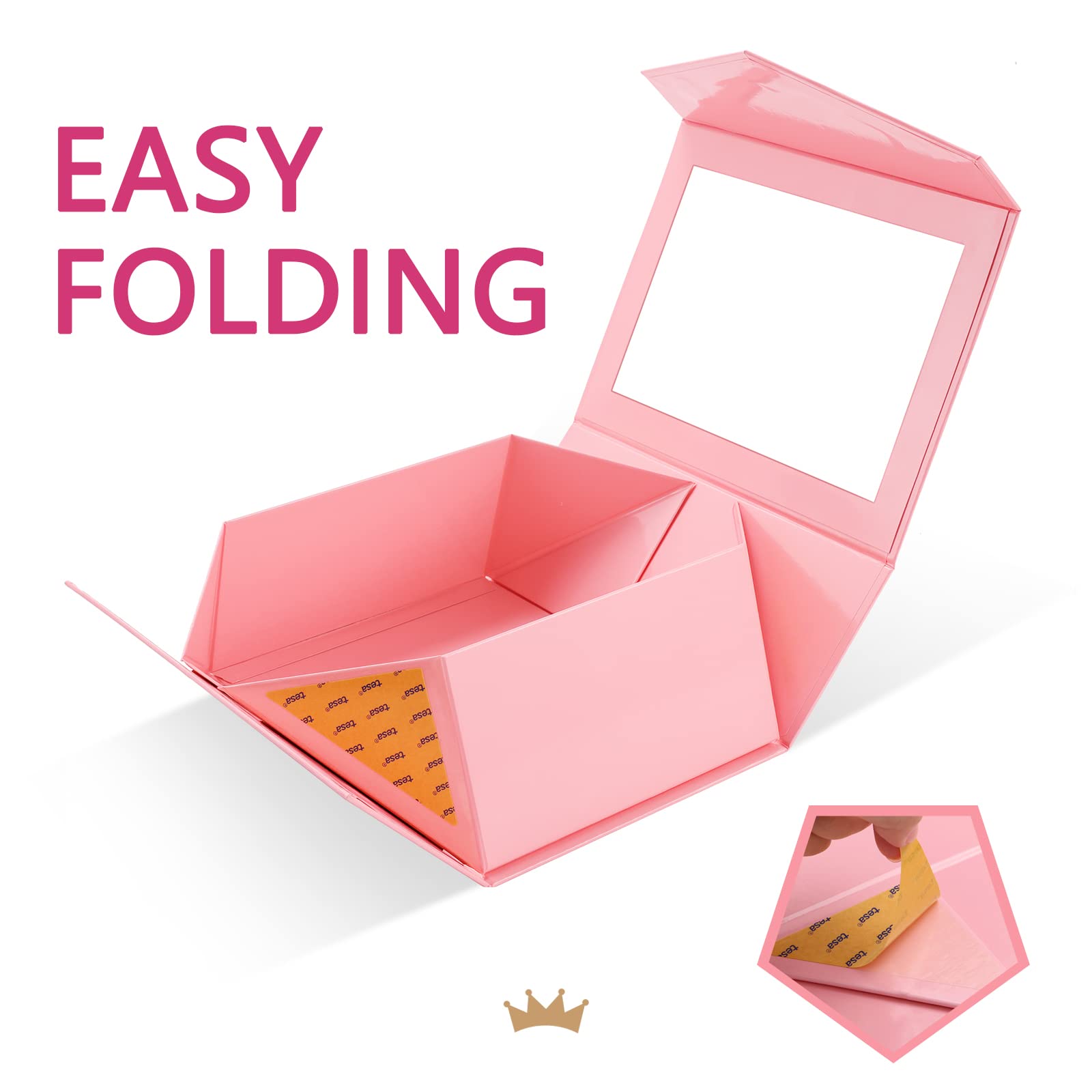 LFBOX Rosa Geschenkbox Mit Magnetdeckel – 25,9x22,9x9,5 Cm, 2 Stück, Für Hochzeitsgeschenke & Aufbewahrung