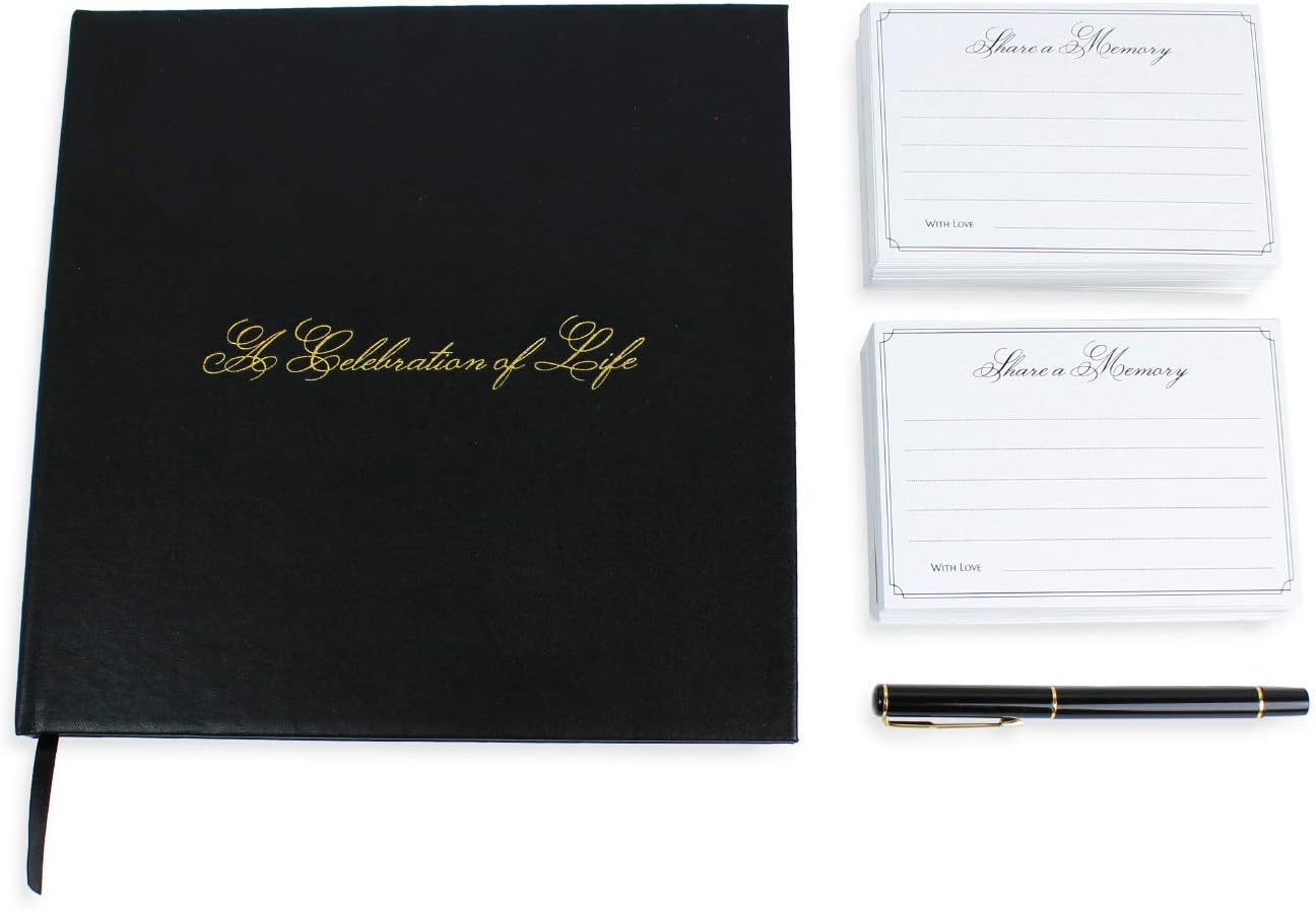 A Celebration of Life 96 Page Funeral Guest Book with Real