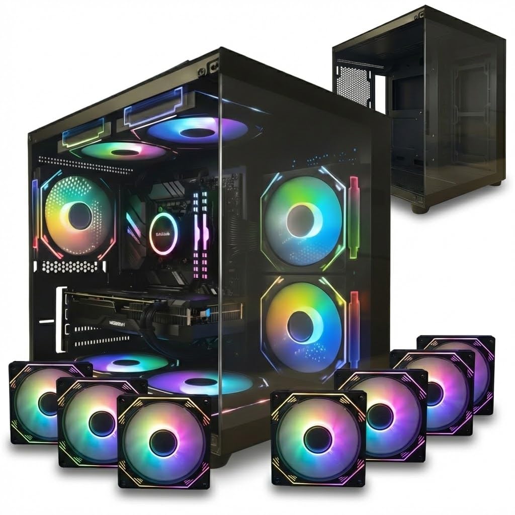 Kit Gabinete Gamer Aquário Preto GB1796 Vidro Temperado Frontal
