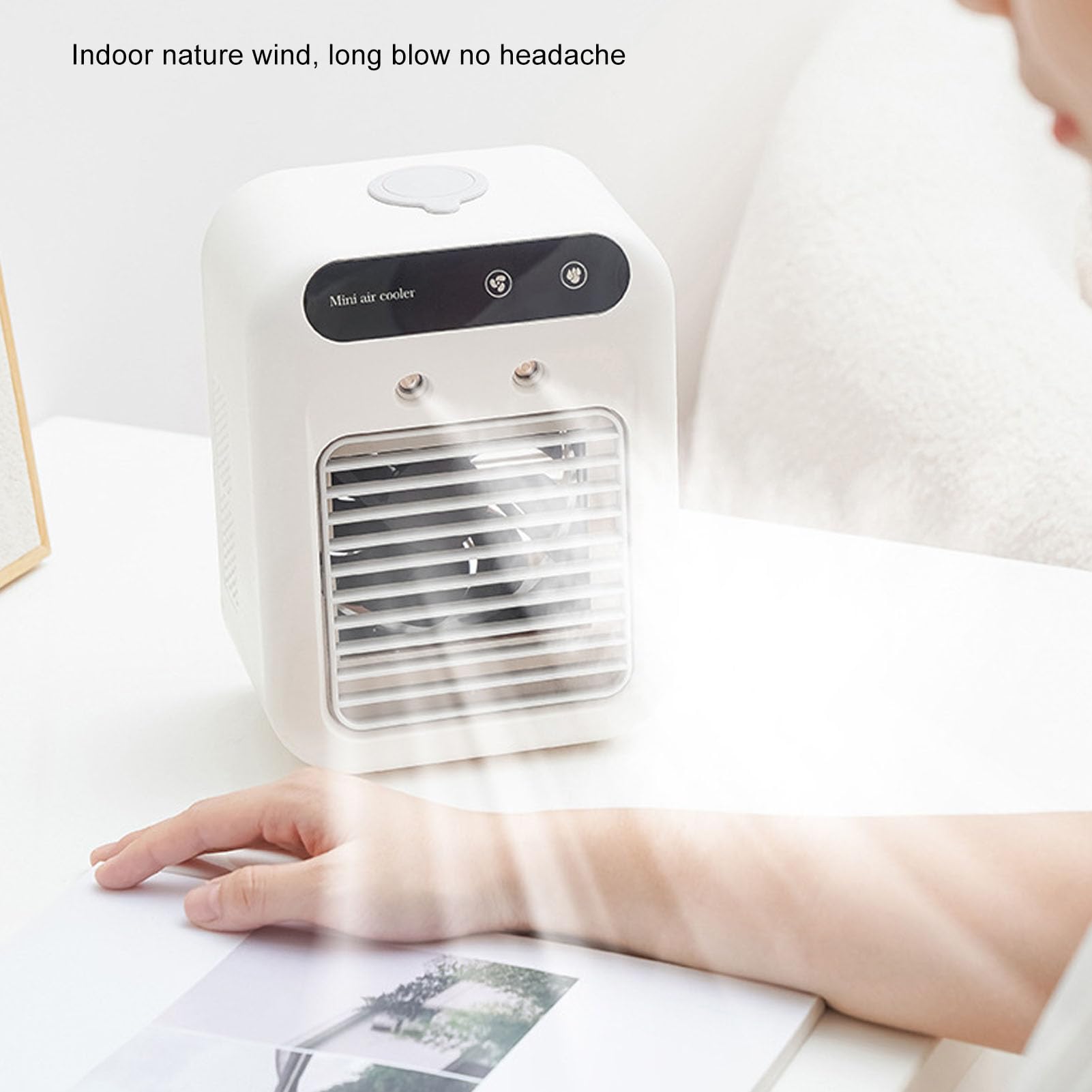 Sorandy Tragbare Klimaanlage, Tragbarer ABS-Luftkühler mit 500-ml-Wassertank, Langanhaltender Sprühnebel, Kompakter Kleiner Klimaanlagenventilator für Zimmer, Büro, Camping, Auto