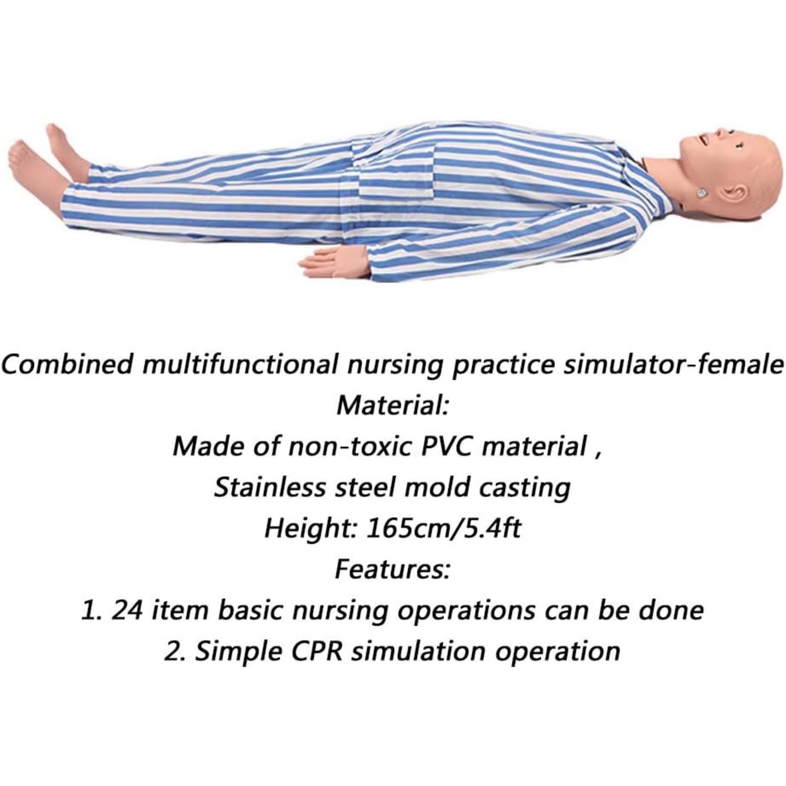 Patient Care Manikin Nursing Skills Training Trauma Manikin Training Manikin Life Size Care Patient Human Model Multifunction Demonstration Mannequin for Nursing Medical Teaching Supplies