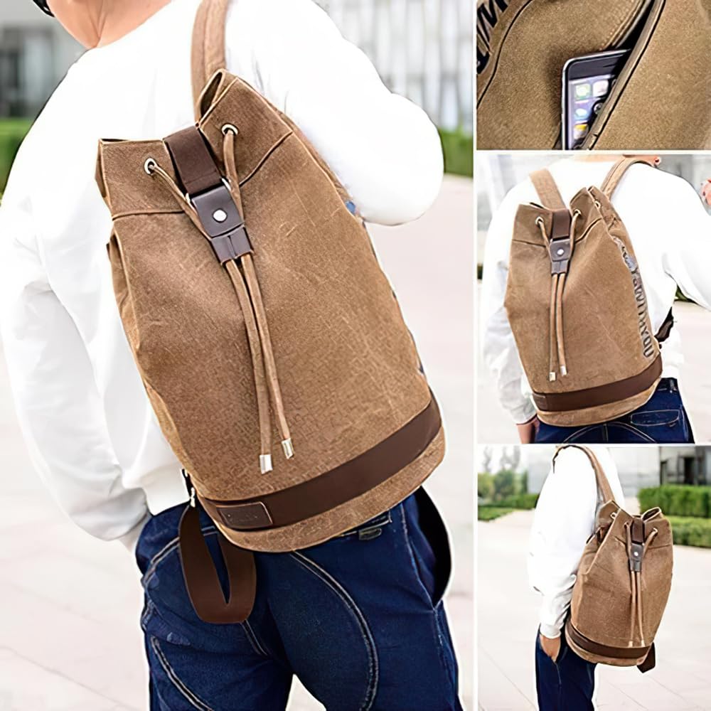 GAMIRA Borsa a secchiello con coulisse per sport all'aria aperta, Zaino con coulisse di grande capacità, Zaino sportivo in tela per donna uomo
