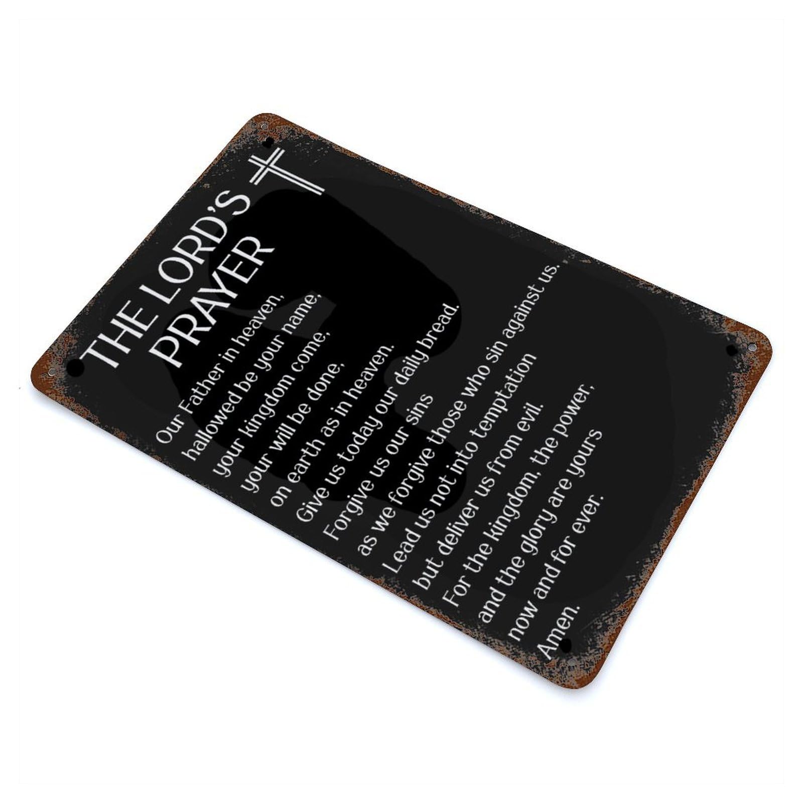 Rustic Tin Plaque THE LORDS PRAYER SMALL X 11.8"x7.9", Rustic Home Decor for Office, Studio And Wall Decor