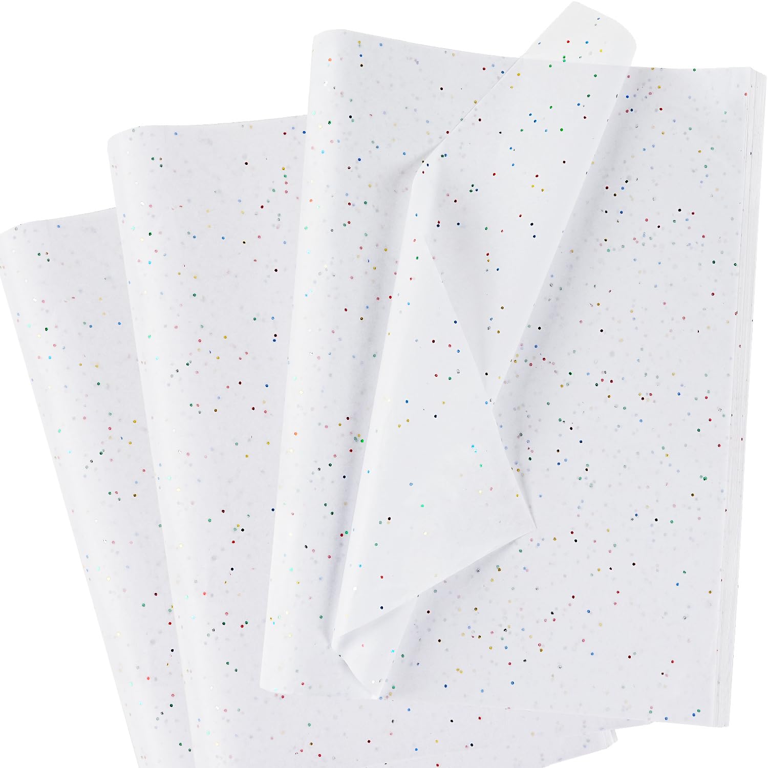 Fogli di carta velina bianca, 35 x 50 cm, 60 fogli di carta velina bianca glitterata lucida sfusa per sacchetti regalo, imballaggio, artigianato, compleanno, matrimonio, baby shower, decorazioni per