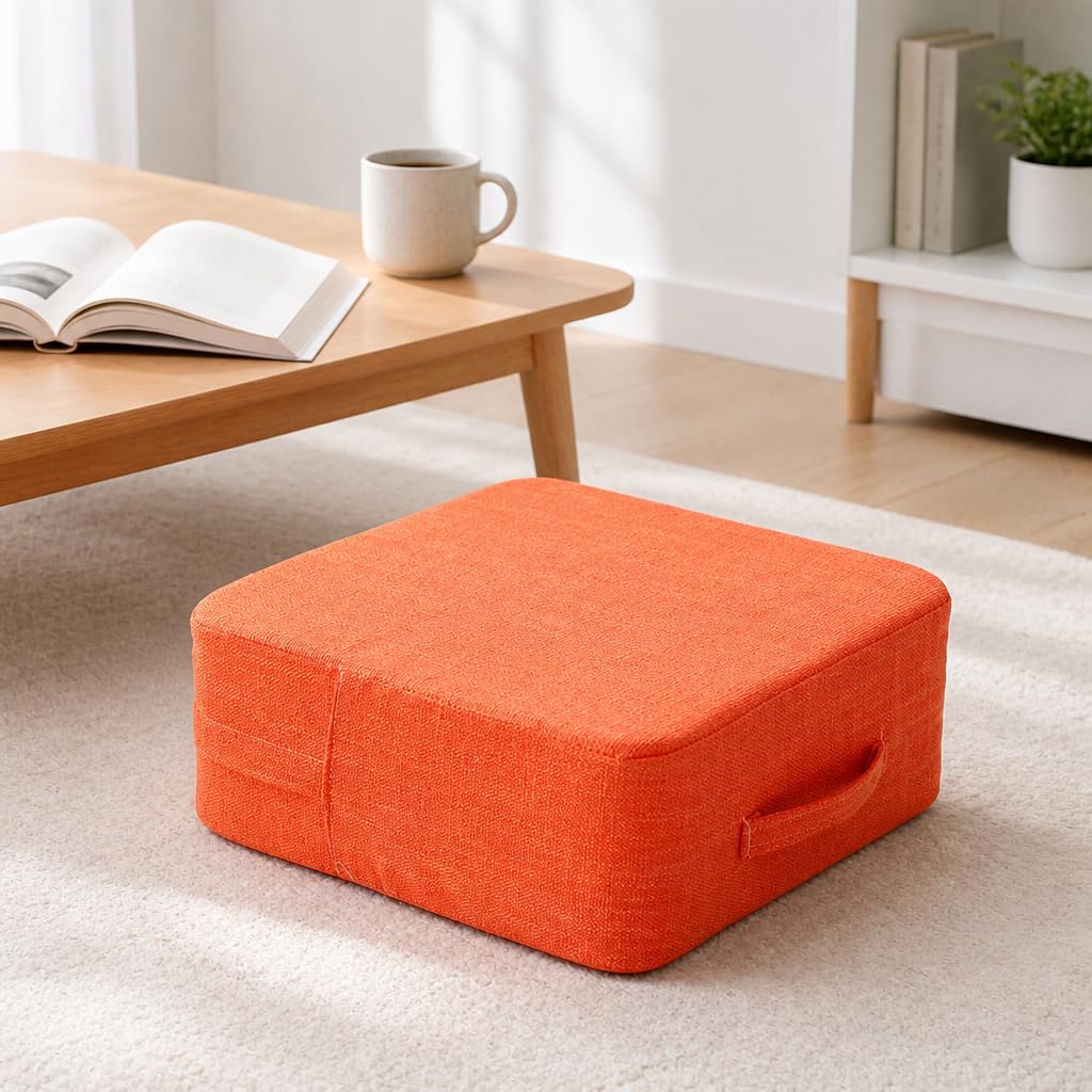Cojín de Suelo Tatami Lavable de algodón y Lino, Grueso y cómodo, portátil con asa para meditación