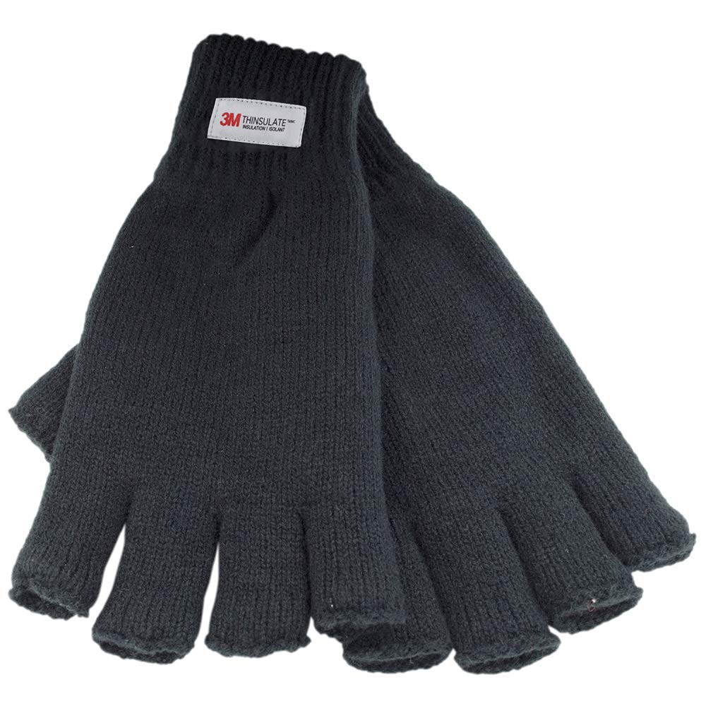 Undercover Men's 1 Pair Knitted Fingerless Thinsulate Gloves GL131UCM Black M/L