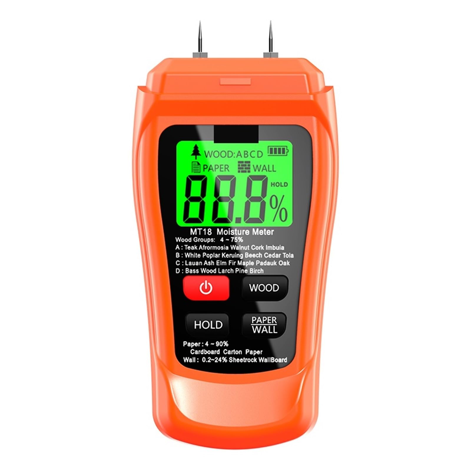 Misuratore Umidità, MT-10 EMT01 Misuratore di umidità del legno Tester di umidità del legno Igrometro Rilevatore di umidità del legno Tester digitale della densità'albero Grigio ,Igrometro Professiona