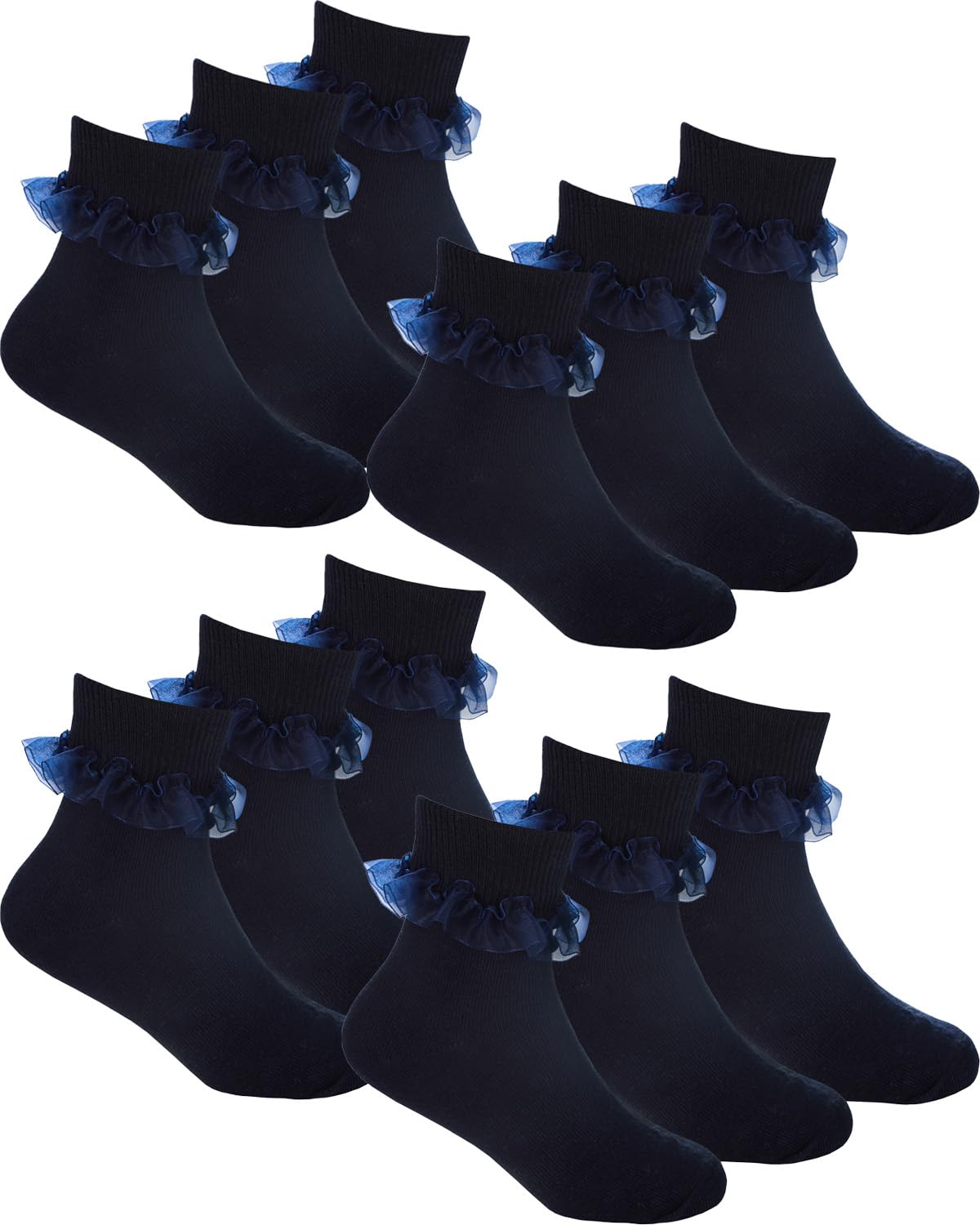 Undercover 12 Pairs - Navy 12 Pairs Kids Lace Socks 43B860 Navy 4-5.5