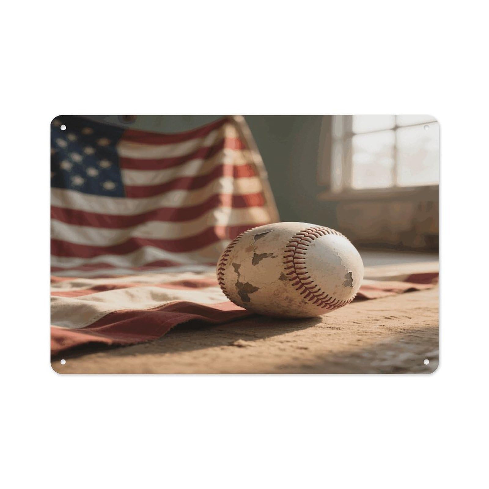 VstaDank Vintage Baseball Wall Art Prints Metal Sign Decor Painting Aluminum Wall Hanging Decor Vintage Poster Sublimation Picture Panel Weatherproof Art Decorative Wall Decors
