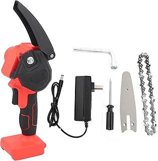 Mini Chainsaw, Upgraded 4-Inch 100‑240V Battery Powered Cordless Chainsaw, Portable One-Handed Rechargeable Electric Chainsaw for Tree Trimming Branch Wood Cutting