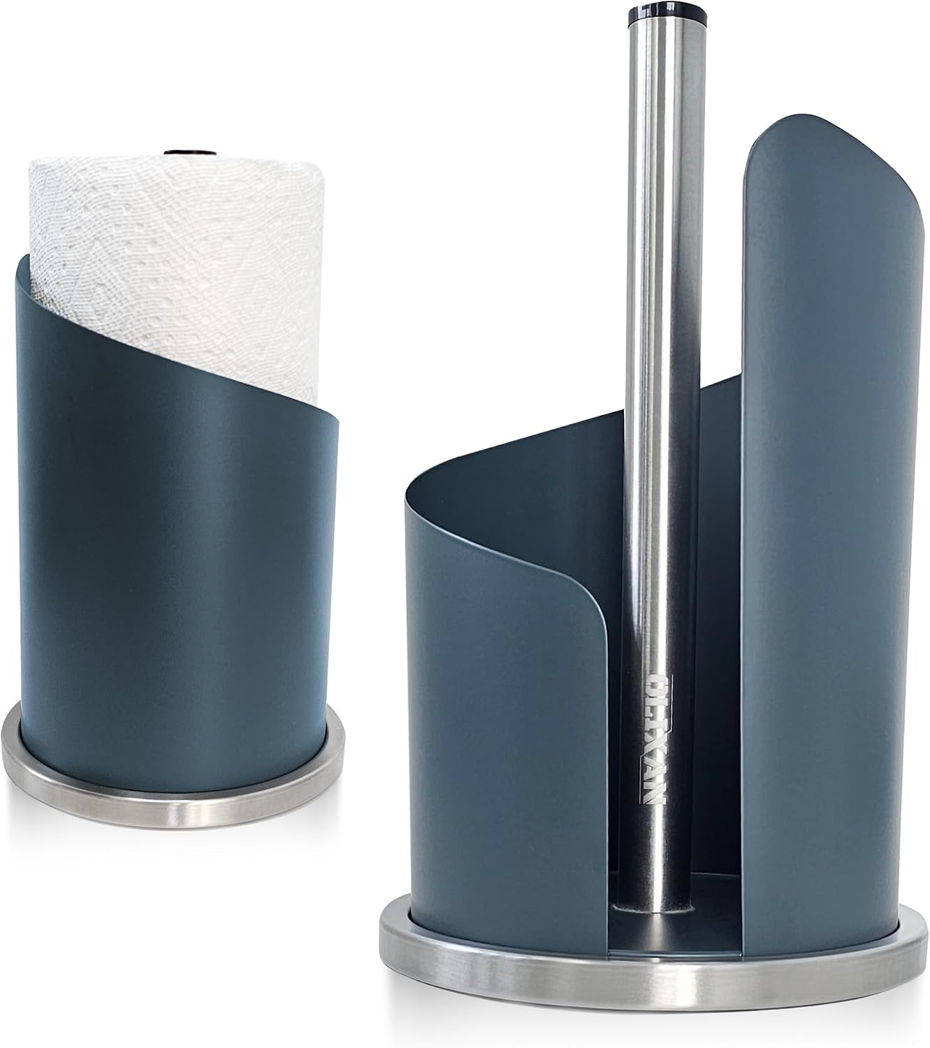 Stainless Steel Paper Towel Holder Countertop, Modern Covered Design, Weighted Base for Stability, Freestanding Easy One-Handed Operation for Kitchen & Bathroom