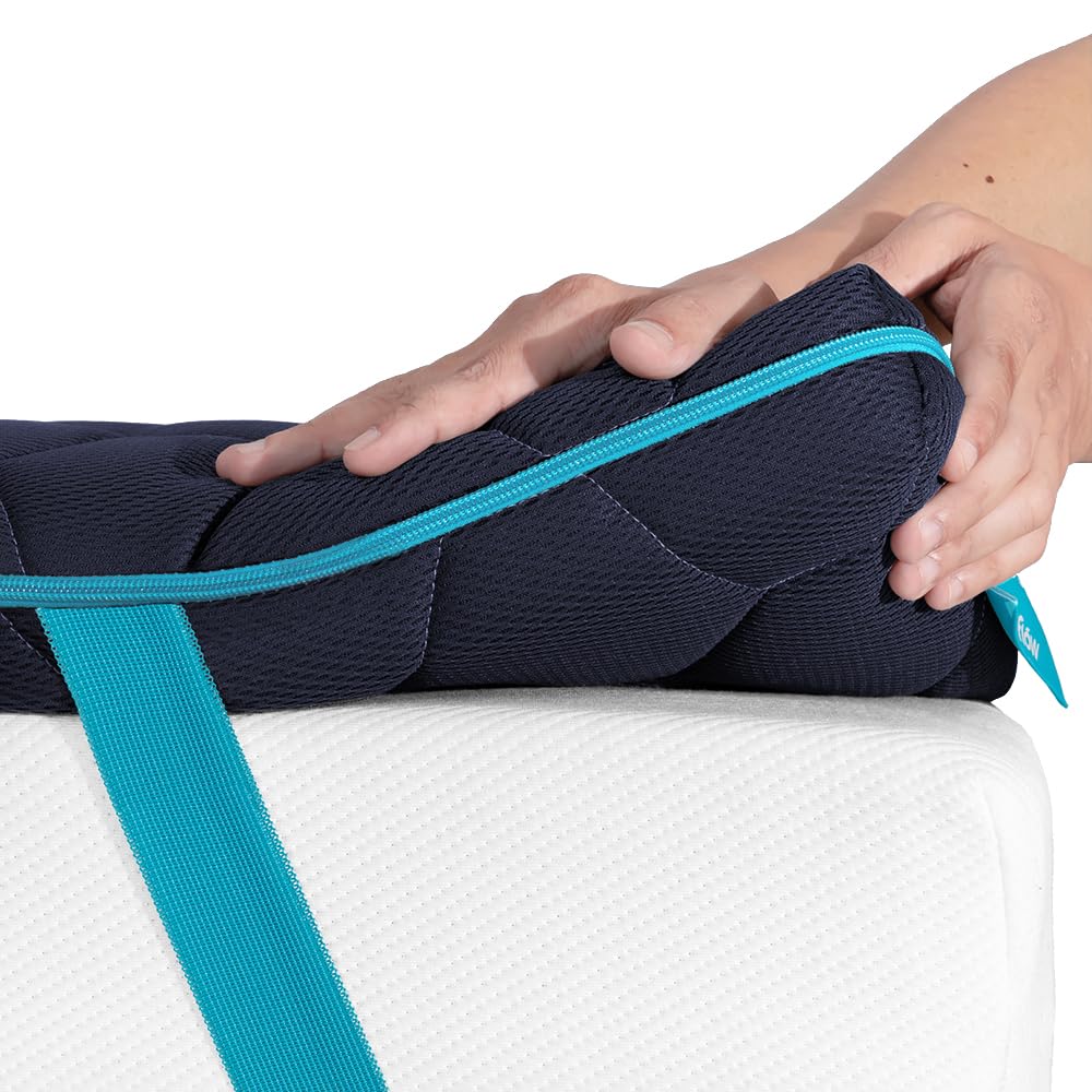 Cecotec Topper Viscoelástico Flow TopDeluxe 90x190. Cubrecolchón Sobrecolchón. Viscoelástica 100% con Acolchado de 7 cm de Altura, 4 Correas Elásticas Antideslizantes, Funda Exterior con Cremallera