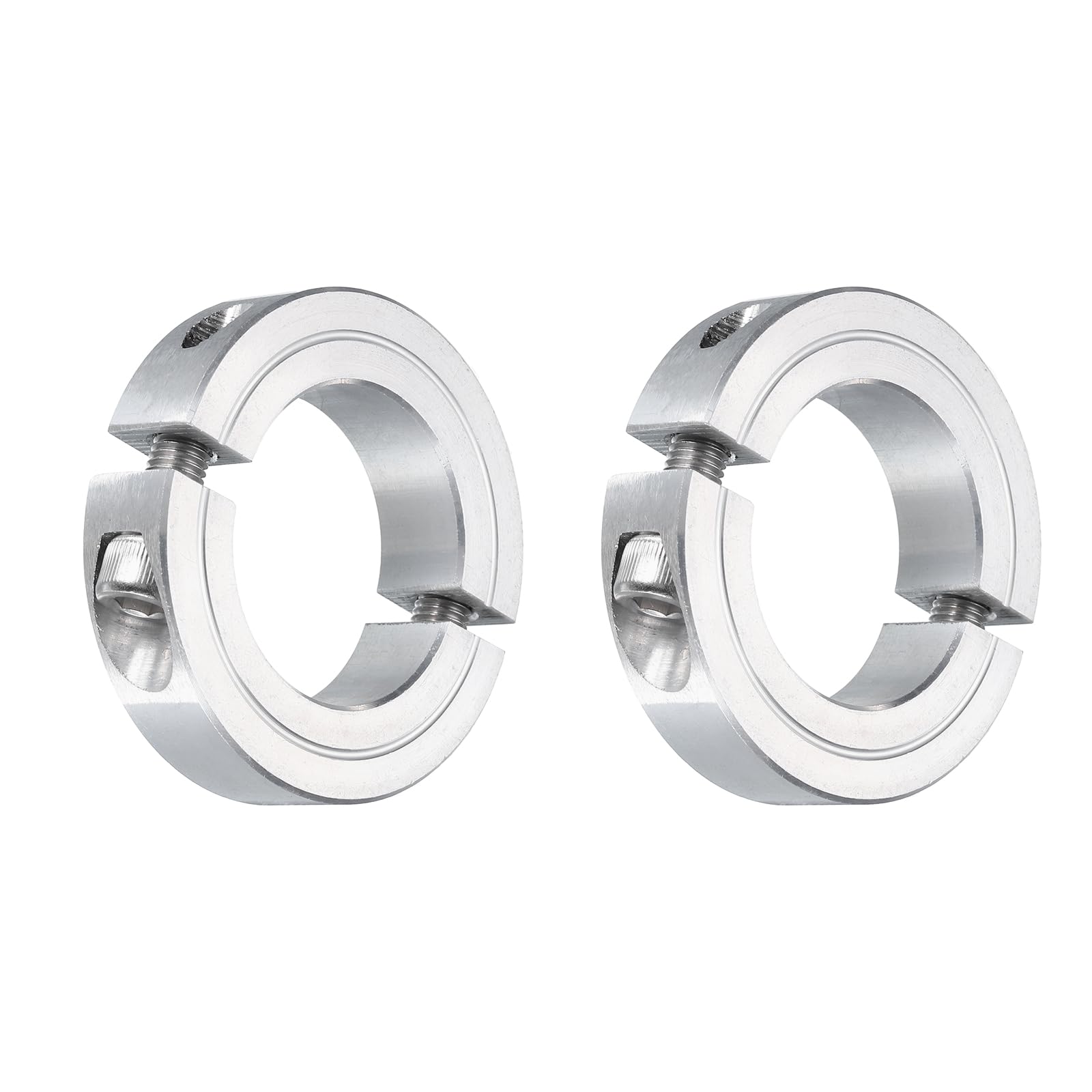 uxcell 2Pcs Double Split Clamp-On Shaft Collar for 1-1/4" Shaft, Two-Piece Clamping Collar 2-1/16" OD, 1/2" Thickness, Aluminum Alloy Set Screw Split Collar Clamp