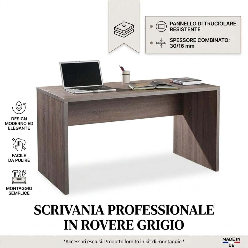 HEMAX Scrivania da Ufficio e Studio in Legno Truciolare – K51104 | Spessore 30/16mm, Tavolo da Lavoro per Computer e Postazione PC, Design Moderno per Camera da Letto e Smart Working