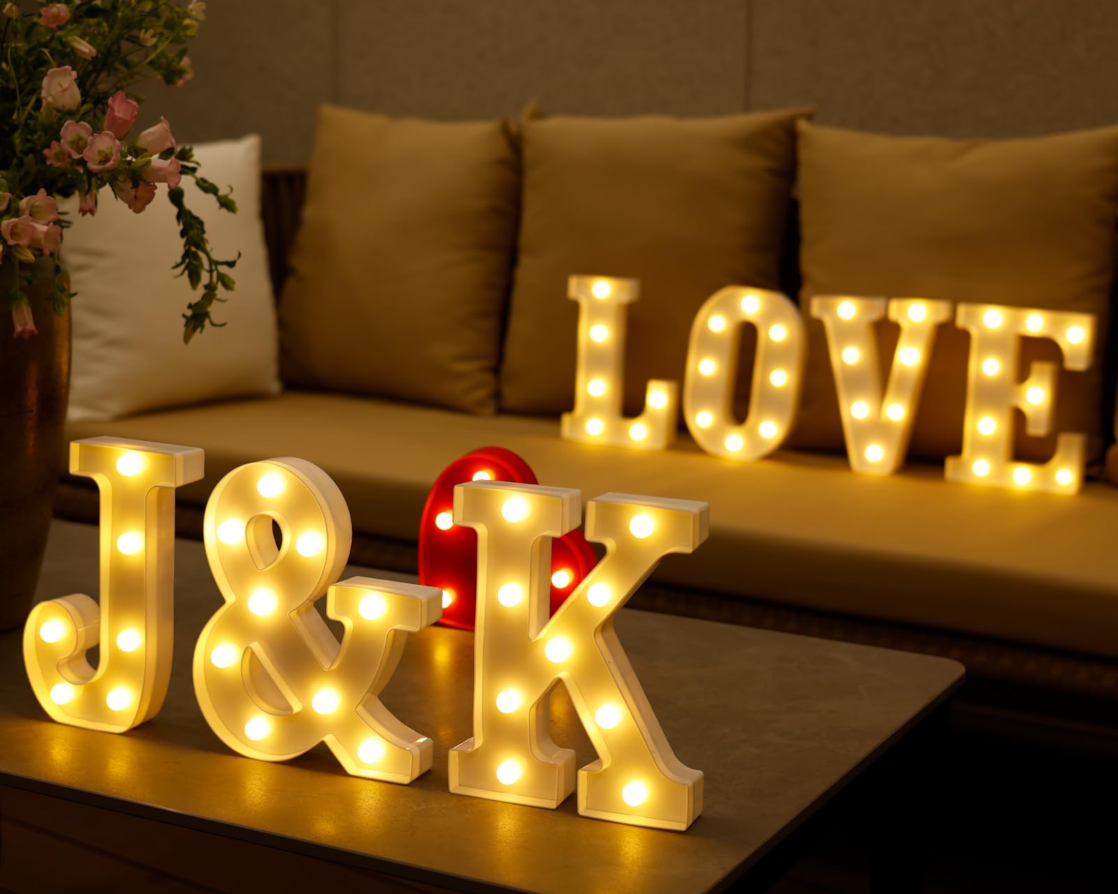 Led Marquee Light Up Letters, 26 Alphabet Light Up Letter Lights, Decorative Led Letters Lights, Battery Powered Letter Sign Lights for Party, Night Light, Home Decor(LetterL, Warm White)