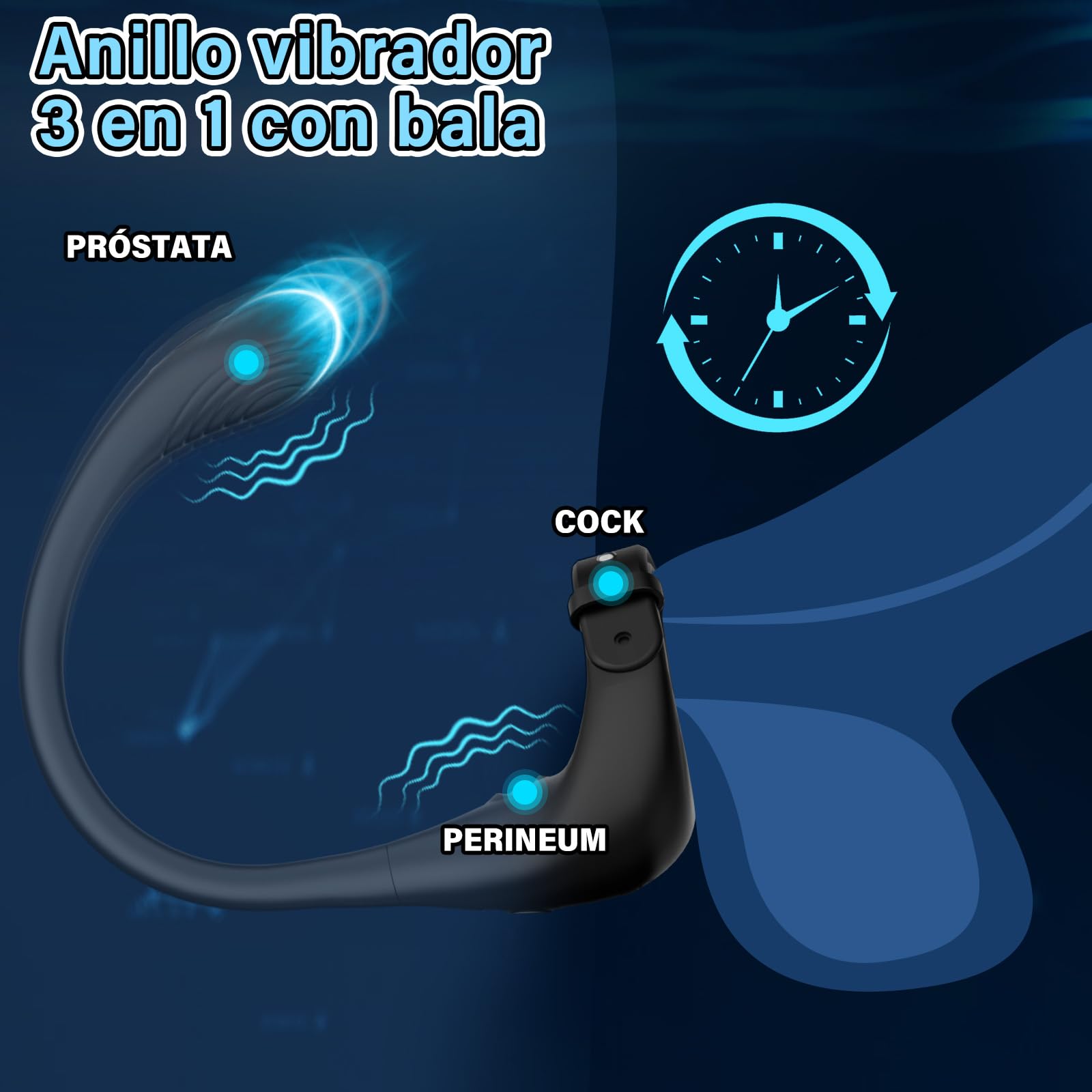 Juguetes Sexuales Hombres Anillo Vibradorador Pene - Plug Anal Consolador Sex Toys Eróticos para Sexo Pareja Adultos Vibrador Estimulador de Próstata con 10 Modos de Vibración, Gay Juguete Penis Ring