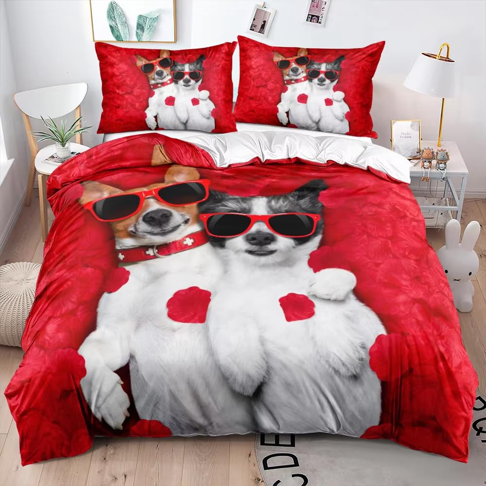 Housse de couette Jack Russel 220x240 cm anti-froissement avec fermeture éclair