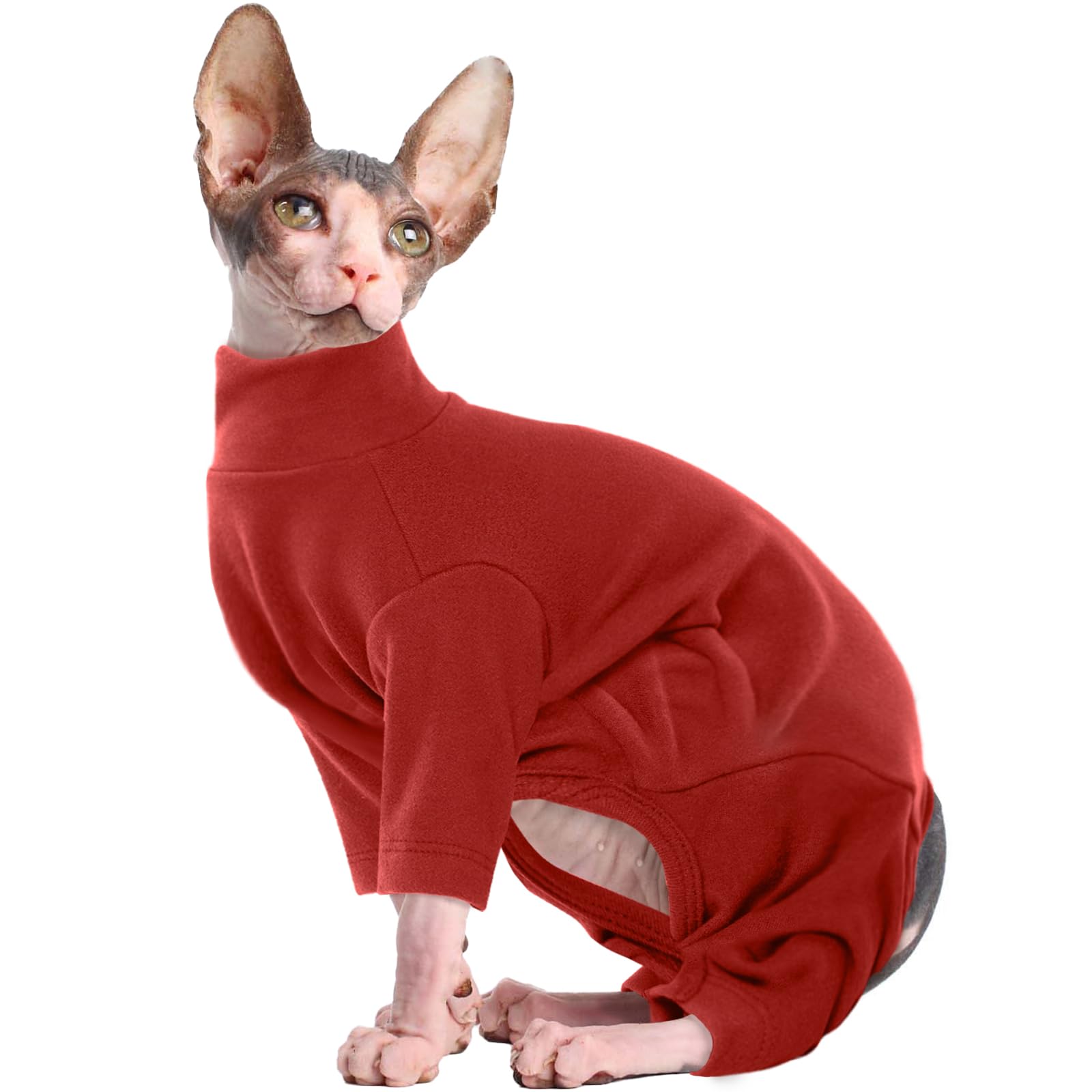 Hjyokuso Sphynx Cat Clothes, Breathable Soft Cat Jumpers For Cats Only, Cat Coat with Four Legs, Warm Cat Sweaters, Cat T-Shirt, Cat Pajamas Jumpsuit Vest for Sphynx, Cornish Rex, Devon Rex,Peterbald
