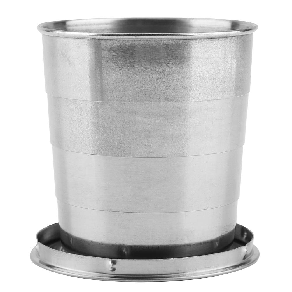 Taza plegable de acero inoxidable de 8.5 fl oz, 4 plegables, taza de viaje portátil con tapa y llavero para beber al aire libre 7