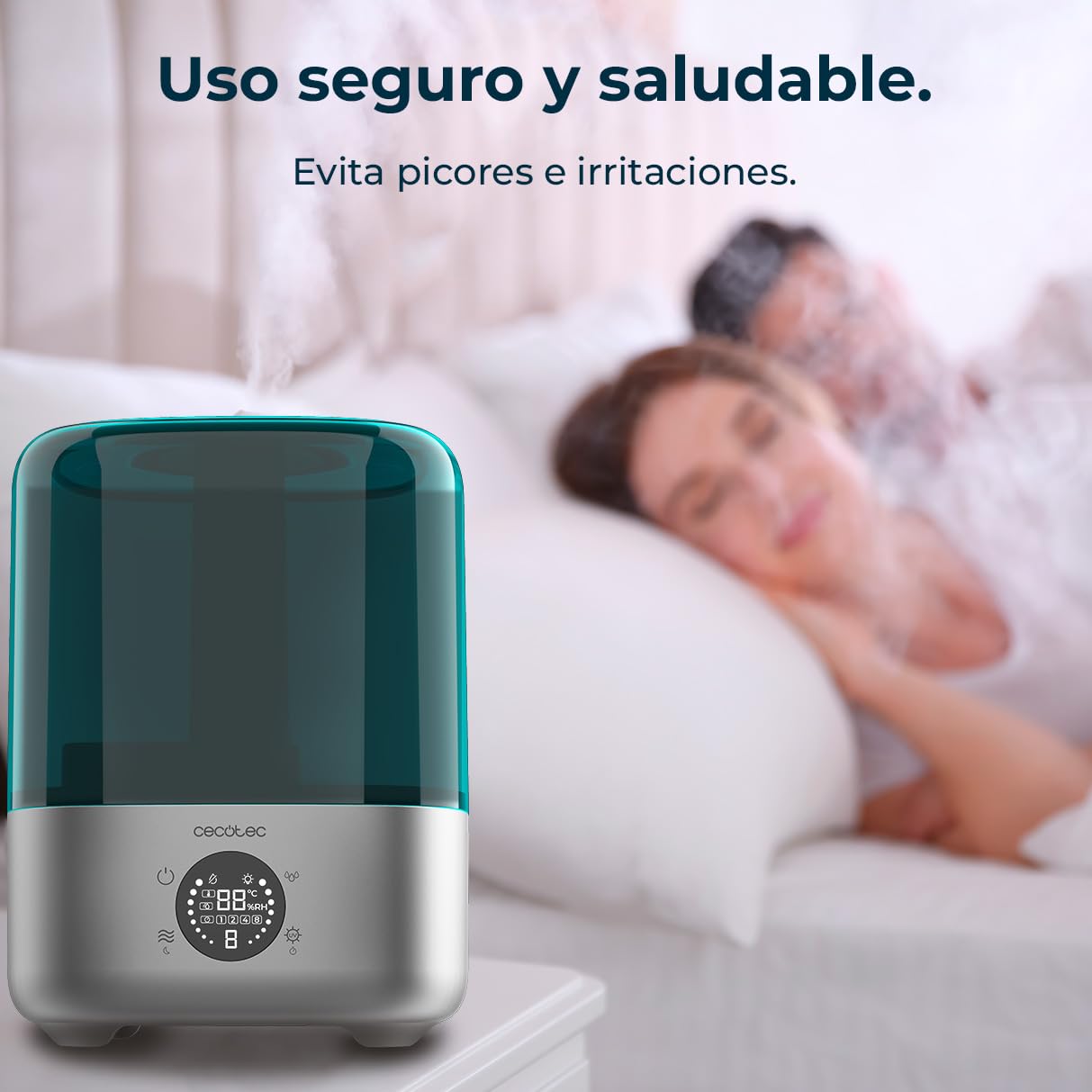 Cecotec Breezecare 2900 Smart nawilżacz wody, 25 W, maksymalne nawilżanie 300 ml/h, zbiornik 4,5 l, ekran dotykowy, timer do 8h, kontrola wilgotności 45% do 90%