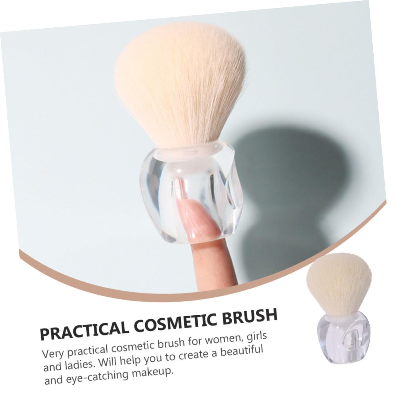 minkissy Synthetic Hair Blush Brush Loose Powder Makeup Tool Fluffy and Sturdy Handle for Blending Blush Compact Size for for Girlfriend Wife Mom