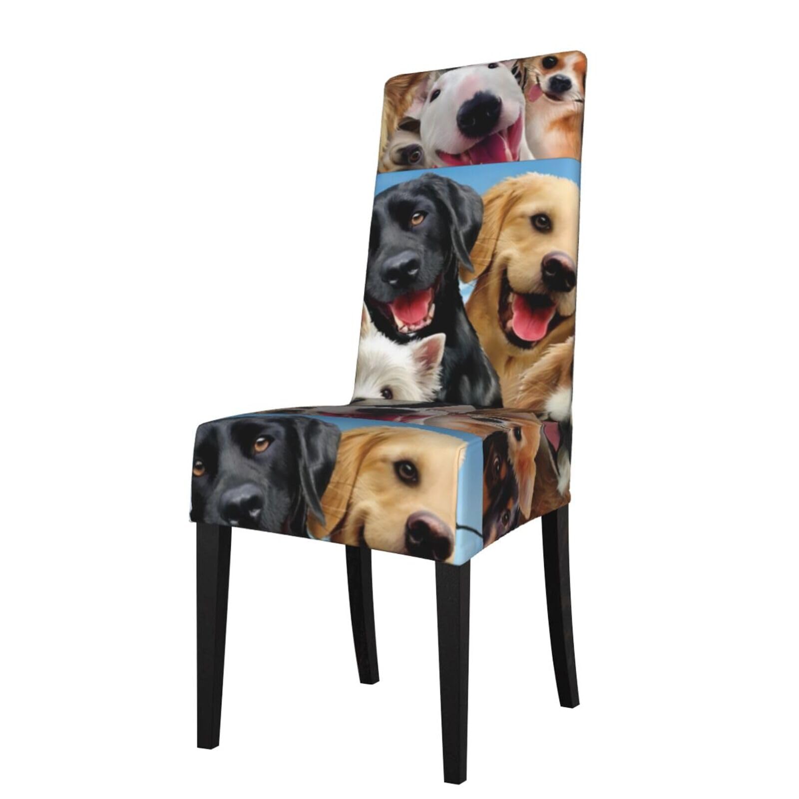 YYHHAOFA Beautiful pet dog Prints Protection Cover for Dining Chair - Stretch Slipcovers, Easy Refresh for Your Dining Room & Event Decor