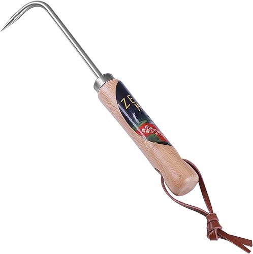 Herramienta de mano de jardín de acero inoxidable, gancho de raíz de una sola garra para deshierbar, excavar, aflojar el suelo, bordes y plantar