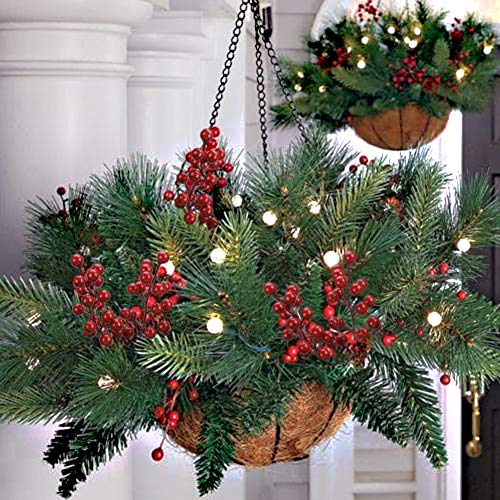 Felice Arts Artificial Red Berry, 12 Pack Christmas Berry Stems Faux Holly Berries Branches for Christmas Tree Fireplace Wreath Crafts Holiday and Home Decor