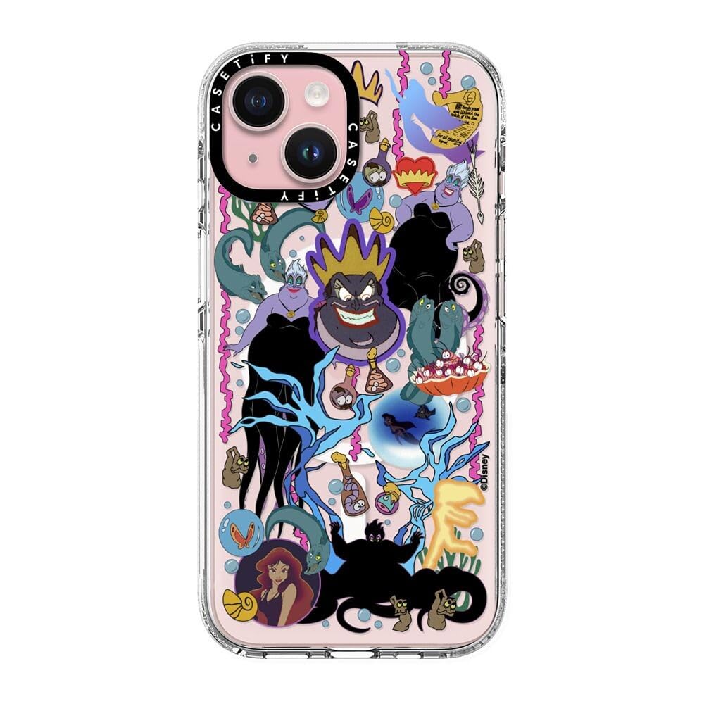 CASETiFY Custodia trasparente per iPhone 15 [Villains Co-Lab/non ingiallimento/2 m protezione contro le cadute/compatibile con Magsafe] – Adesivo bugiardo – Ursula – trasparente