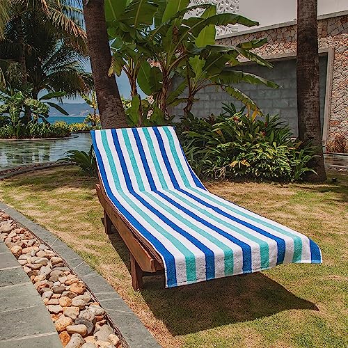Arkwright Llc CC-CABOCABANA-NV/BL Arkwright Cabo Chaise Lounge Cover - Pack Of 2 - Striped Soft Cotton Cabana Towel thumb #1