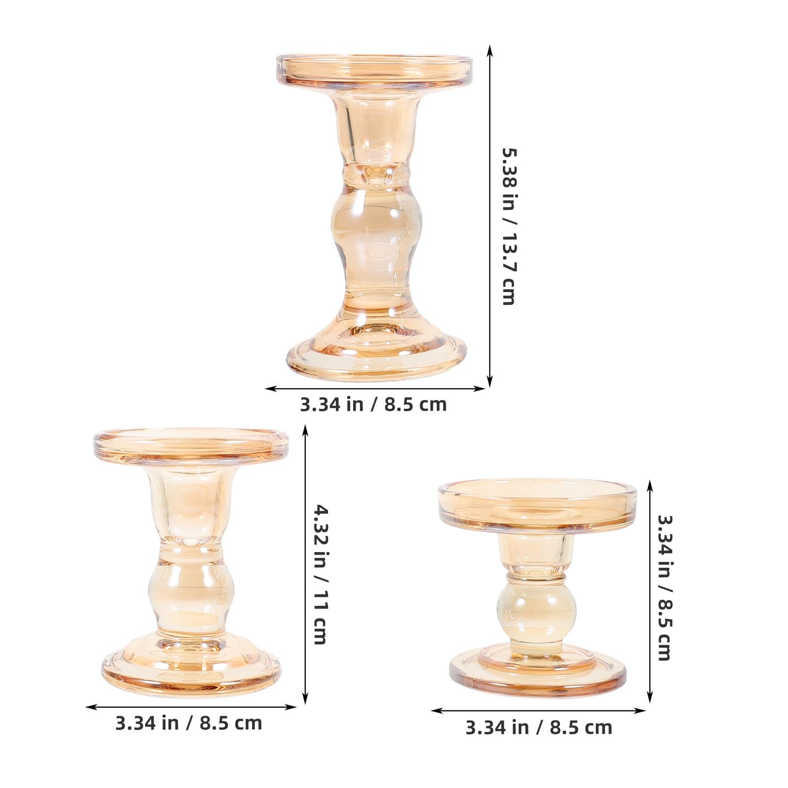 3 Piezas Candelabro Cónico de Vidrio Forma de Columna Romana
