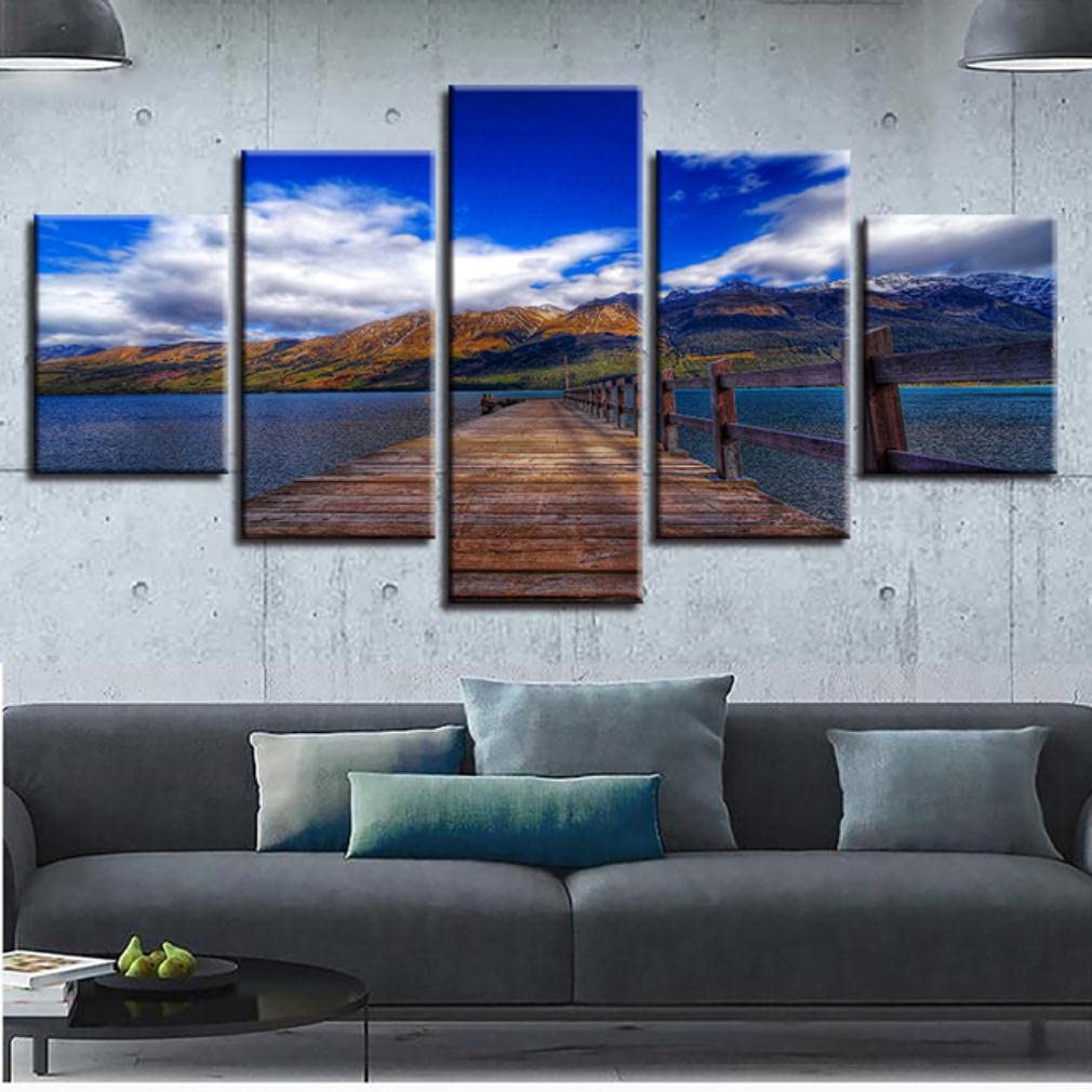LHDLily Image Printed Hd On Canvas 5 Pieces Wall Artwork Print Picture Photo Wallpaper Mural Frame Canvas Posters Home Decoration Landscape