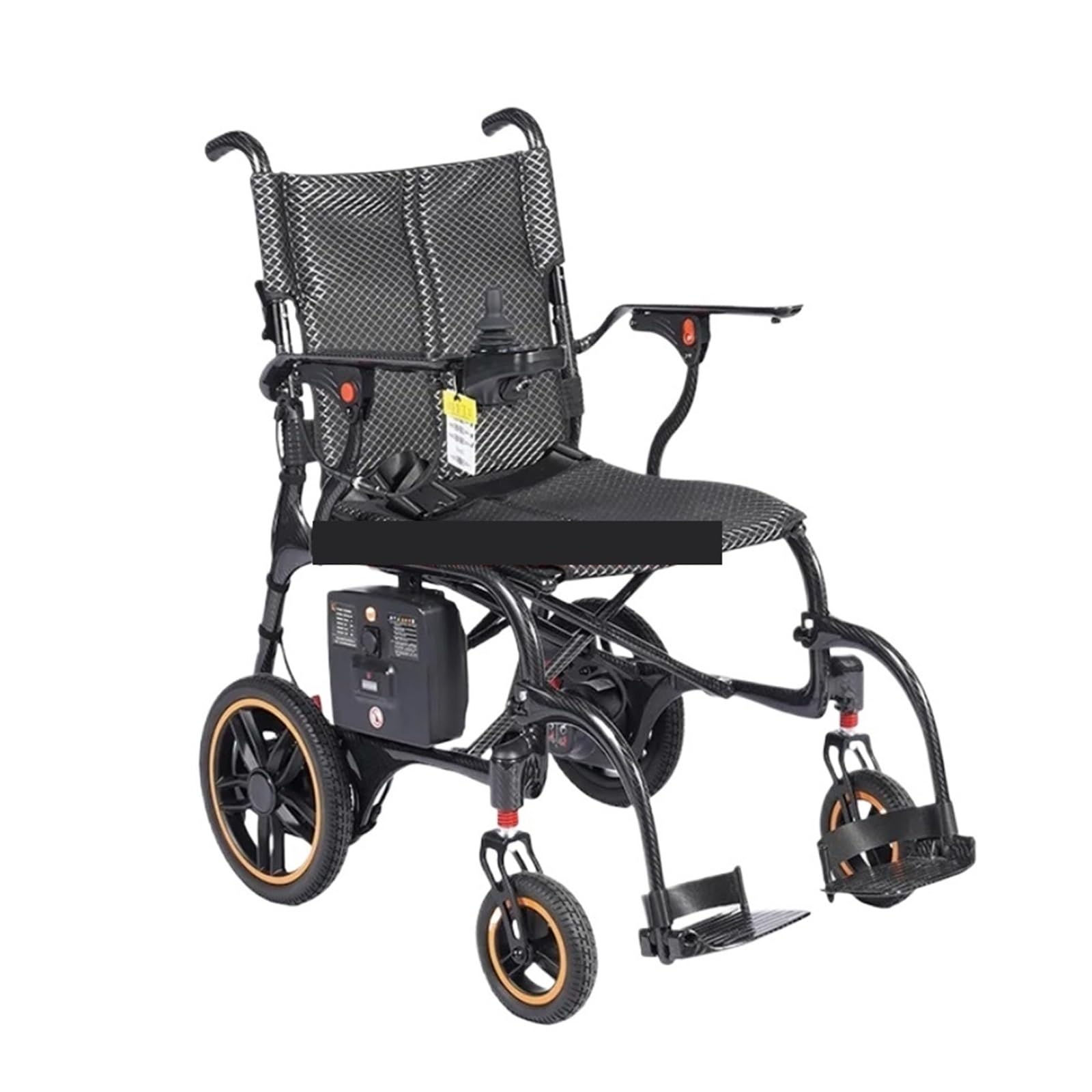 Sedia A Rotelle Elettrica Portatile Leggera Pieghevole Rigida Ultraleggera Di Lusso In Fibra Carbonio For A For Disabili Con Mobilità Migliorata Sterzo Fluido E Preciso(Orange wheel)