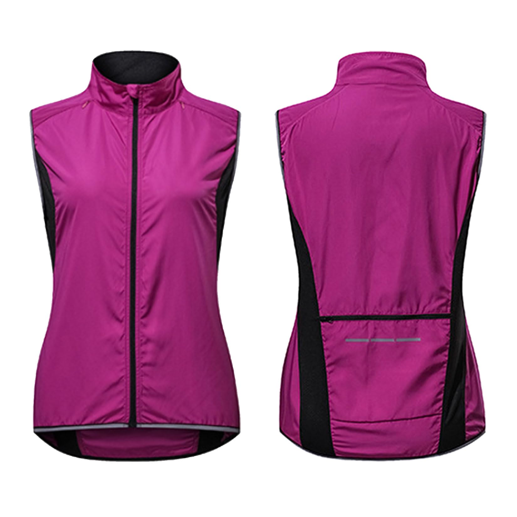 Modryer Women's Purple Cycling Gilets Hi Vis Reflective Running Bike Vest Lightweight Softshell Windproof Gear Sleeveless Bicycle Jacket Packable Cycling Windbreaker With Pocket,-Xl