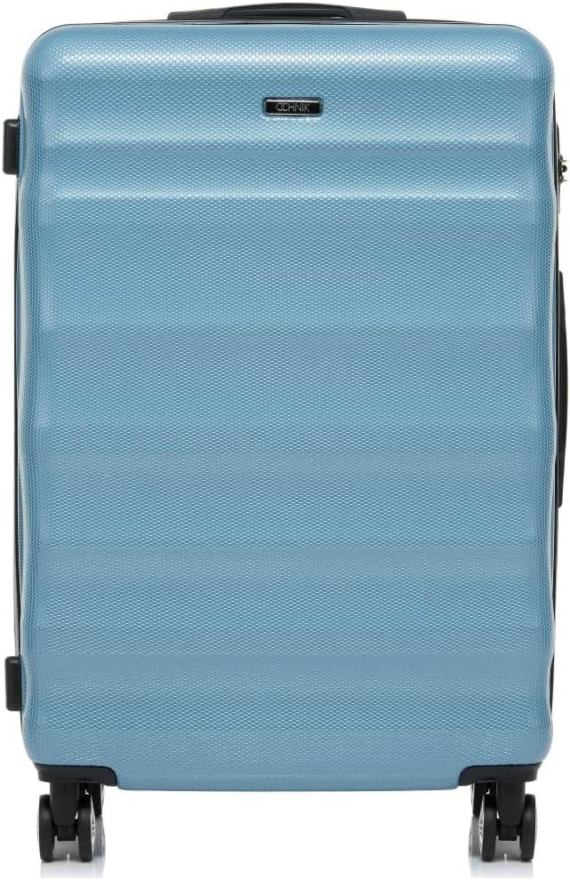 OCHNIK Large suitcase,Hard case,Material: PC,Color: Blue,Castle: TSA,Size: 28",Dimensions: 30x50x76 cm,Capacity: 95 liters,4 wheels,Aluminium telescopic handle, Black,95 L), Large Blue Suitcase