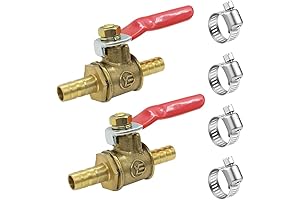 Hooshing 2PCS 1/4" Hose Barb Ball Valve Brass Shut Off for Water...