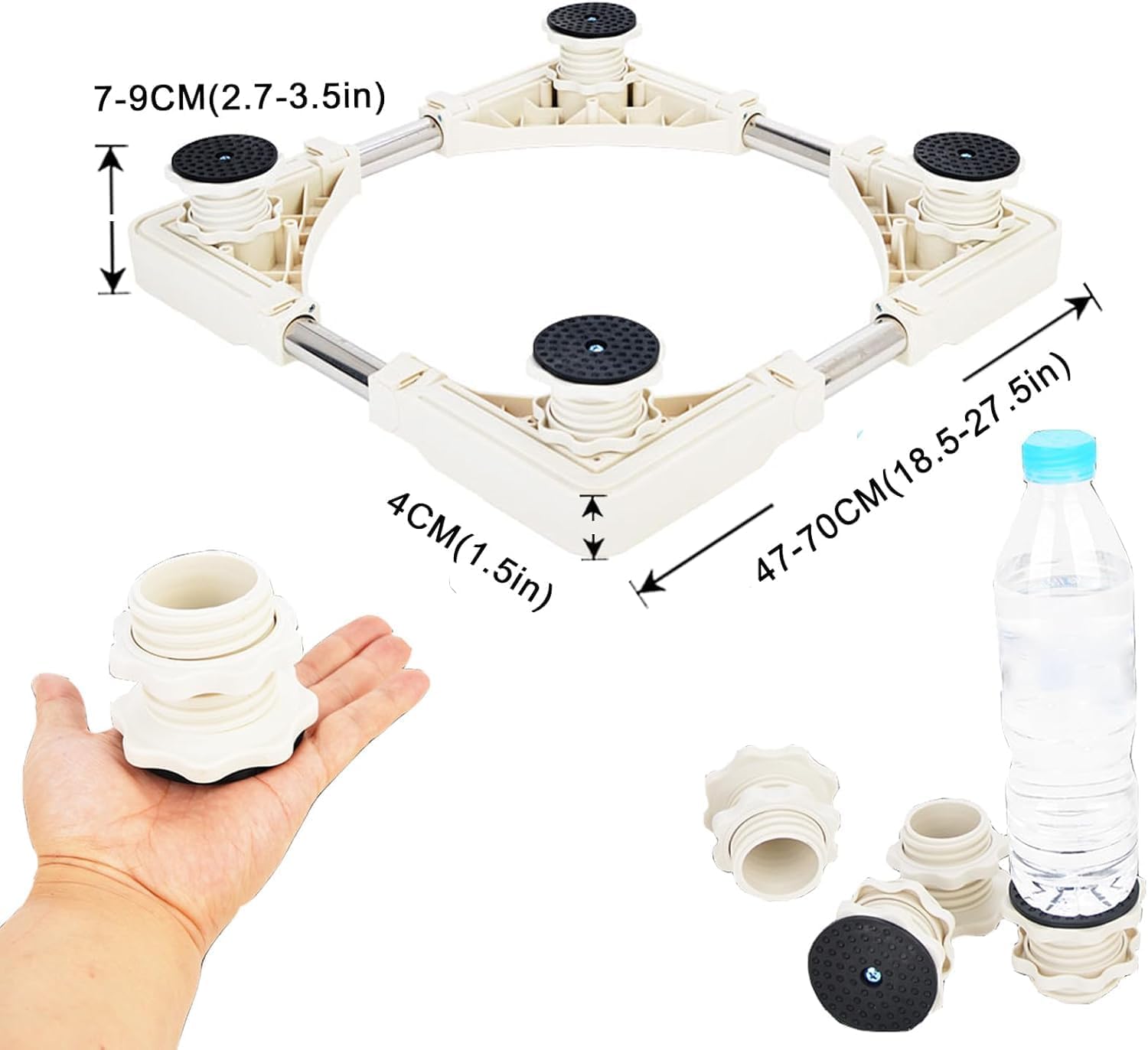 Base para lavadora, altura de 7 – 9 cm, zócalo ajustable para lavavajillas, miniarmario, frigorífico, zócalo para lavavajillas (7 – 9 cm)