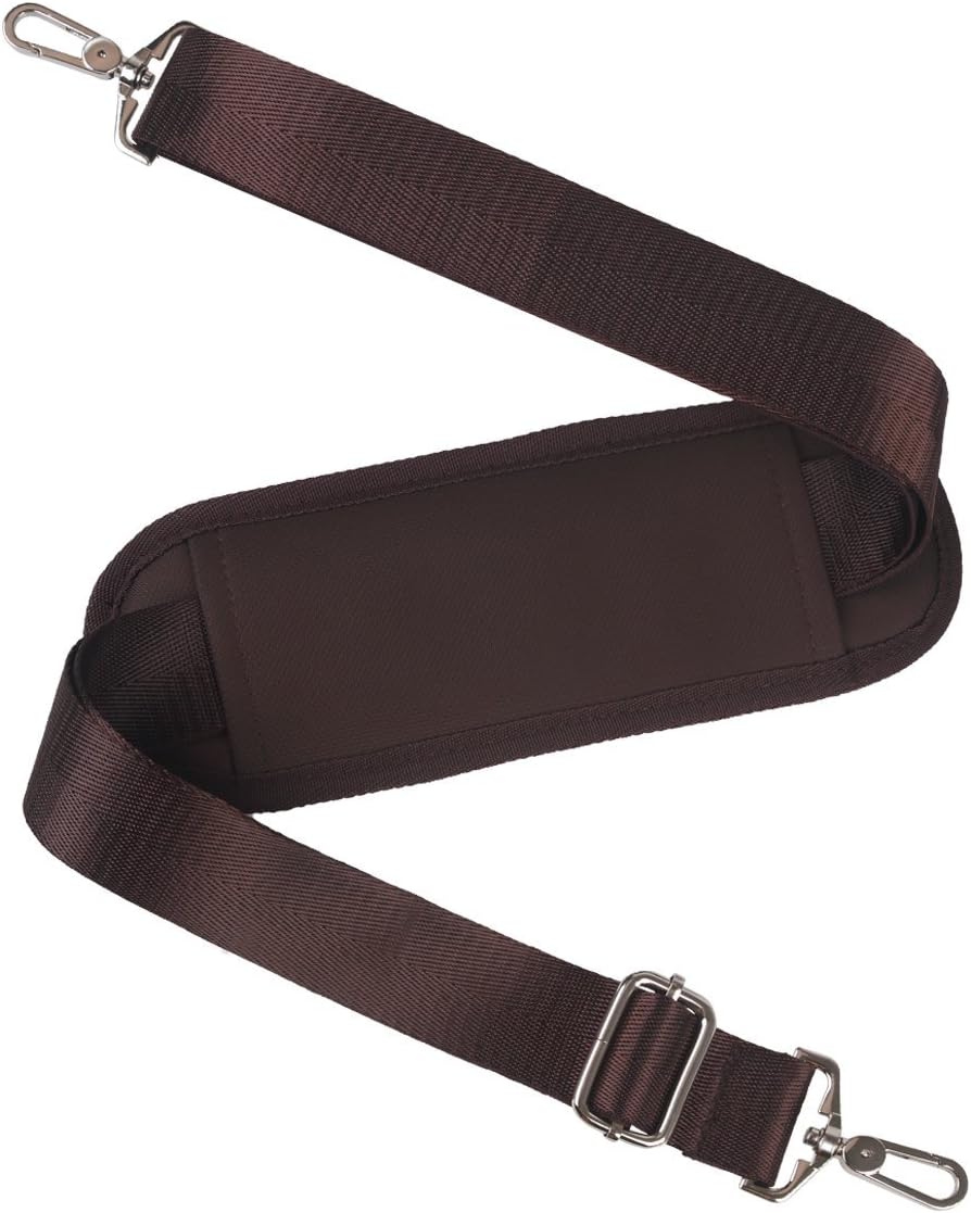 BOMKEE 59 Inch Universal Shoulder Strap Adjustable Bag Strap Crossbody Replacement with Metal Swivel Hooks and Non-Slip Pad for Laptop Case Briefcase Messenger Diaper Camera Bag Travel Bag(Brown)