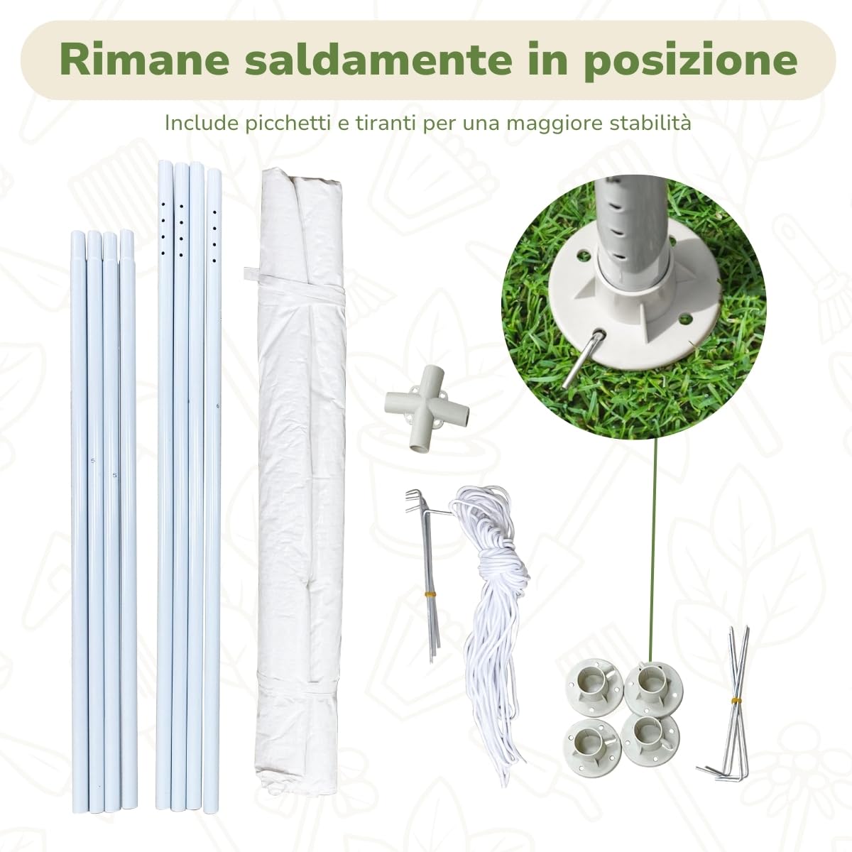 Kinzo Gazebo 3x3 Metri, Gazebo Esterno Resistente, Tendone per Feste Impermeabile, Capannone per Giardino Completo di Picchetti e Corde, Altezza 2.5 M, Bianco
