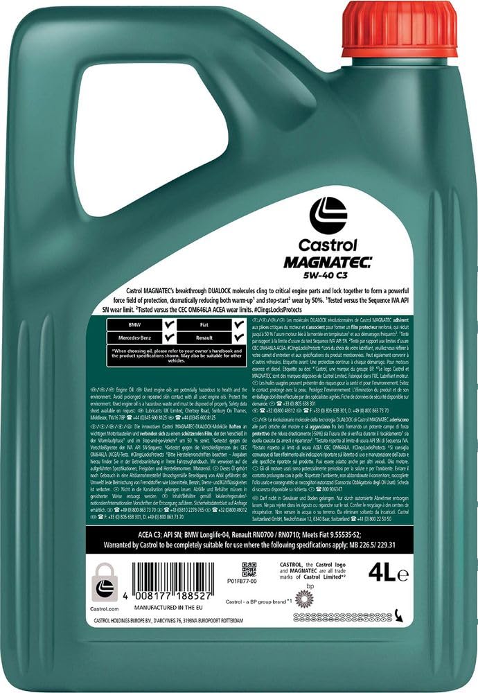 Castrol OLIO LUBRIFICANTE PER MOTORE MAGNATEC 5W-40 C3 4L