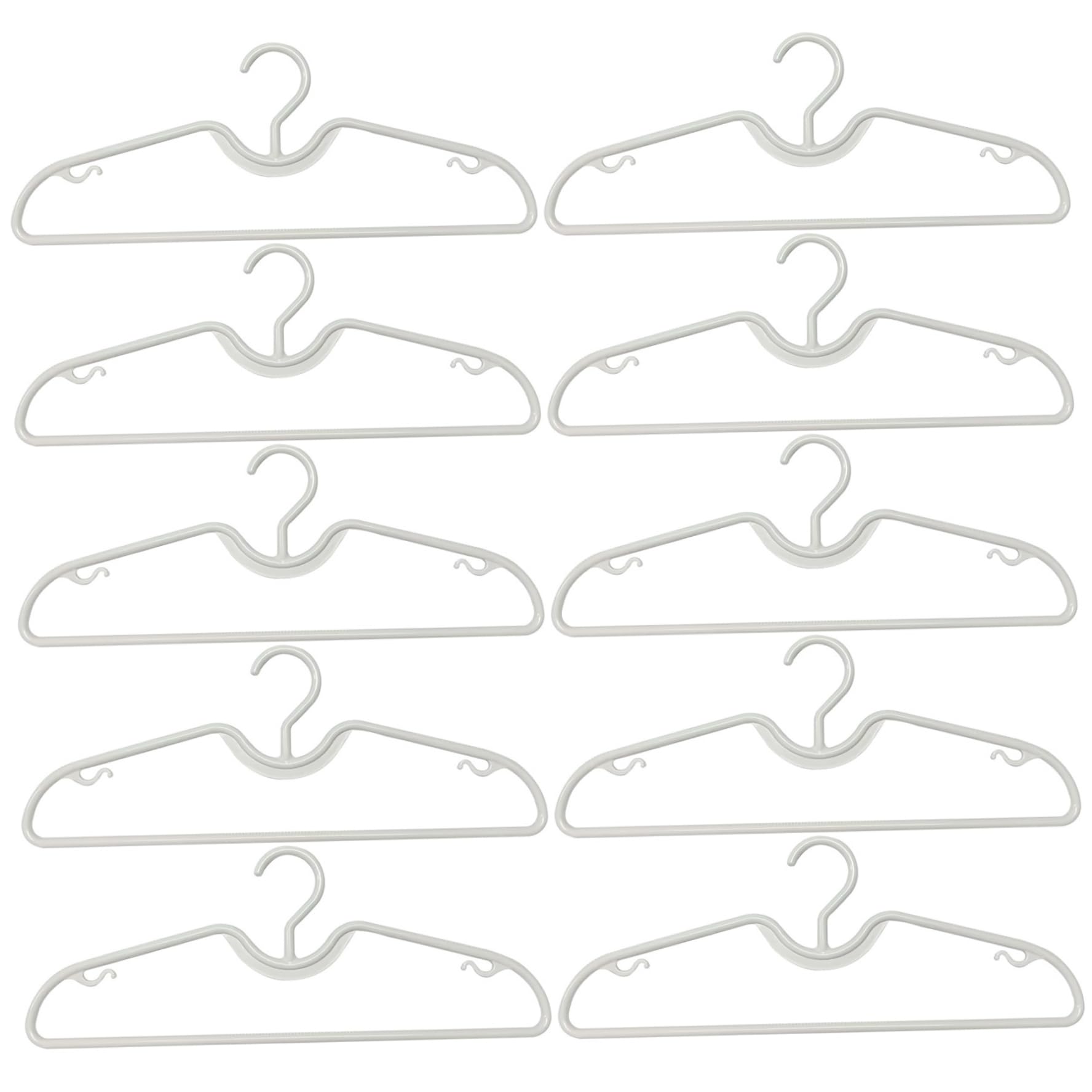 Vervevum 10Pcs Plastic Hangers, Space-Saving Short Neck Clothes Hangers, Reusable Multifunctional Non-Slip for Storing Suits, Jackets and Clothes, White