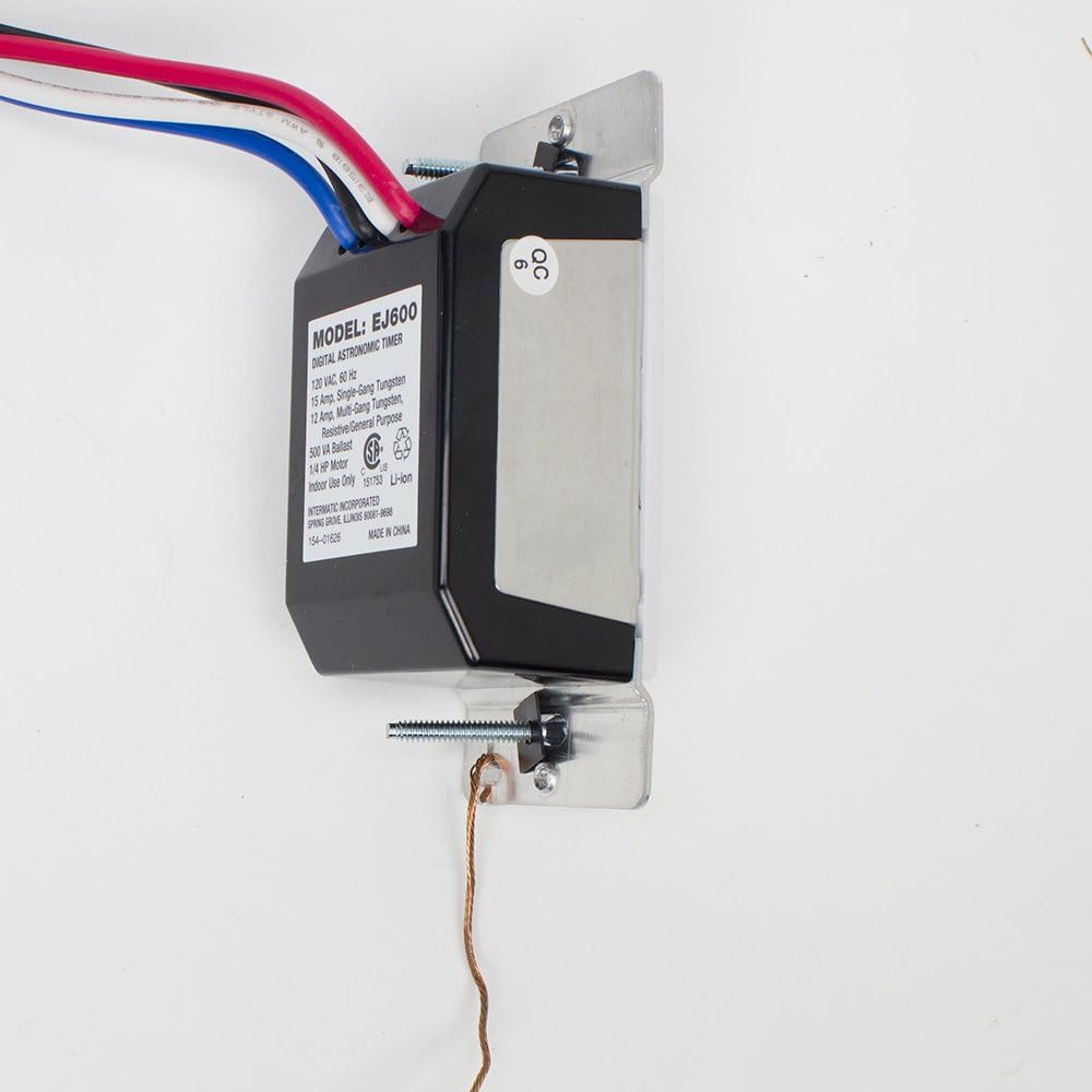 Back view of the Intermatic EJ600 timer showing wiring connections.