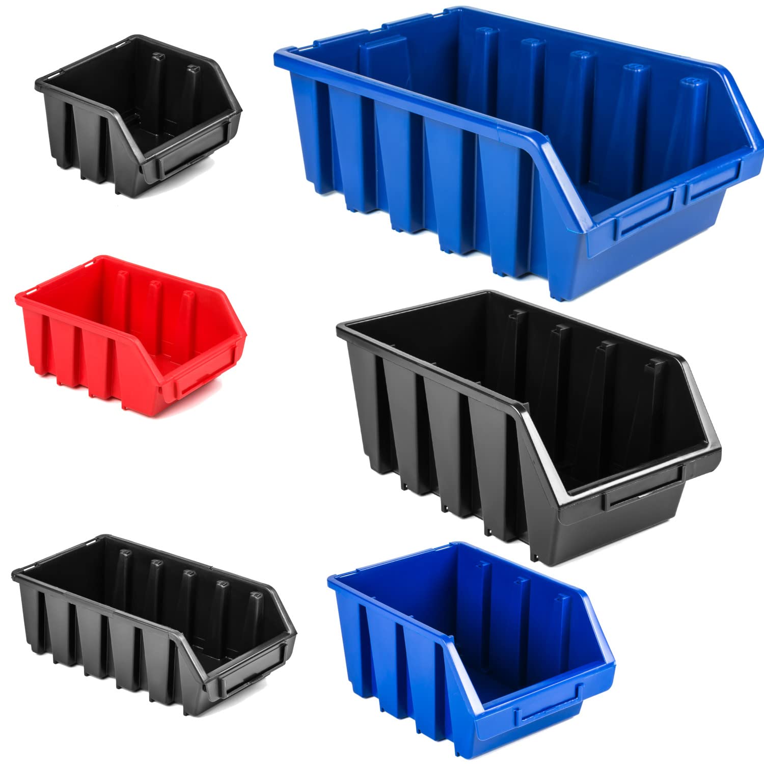 botle 50 cajas clasificadoras para taller, apilables, caja de almacenamiento, caja azul, 16 x 11,5 x 7,5 cm, caja clasificadora de plástico
