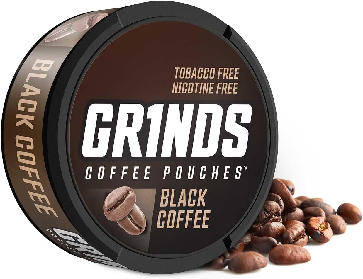 Grinds Coffee Pouches 6 Cans of Black Coffee Tobacco Free, Nicotine