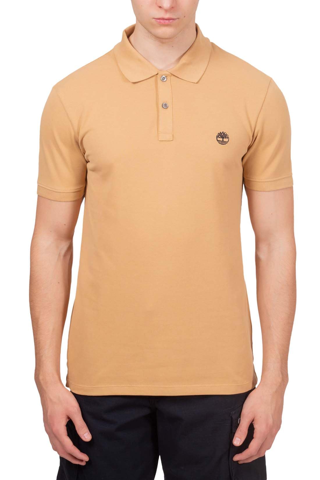 Timberland - Men's Slim Polo Shirt with Embroidery, beige, L
