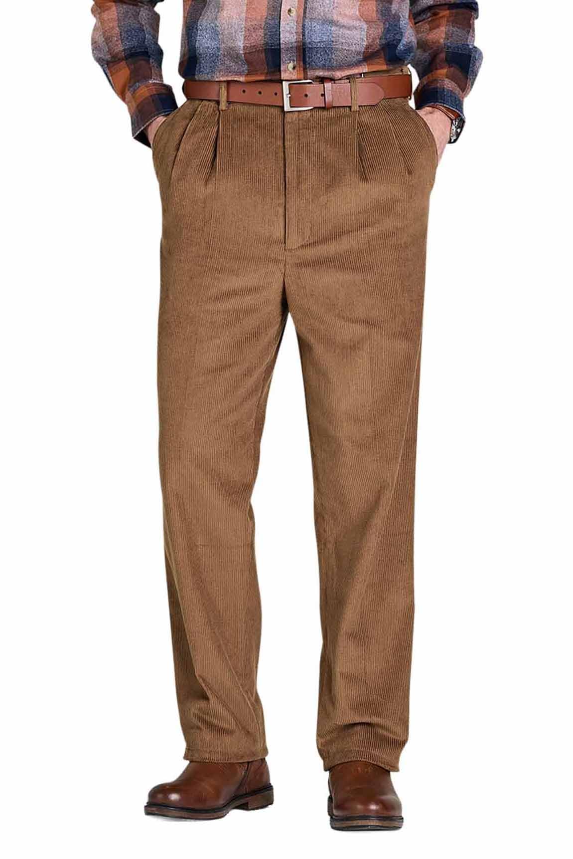 Chums Men's Fawn High-Rise Trousers Luxury Cotton Corduroy 38W / 29L