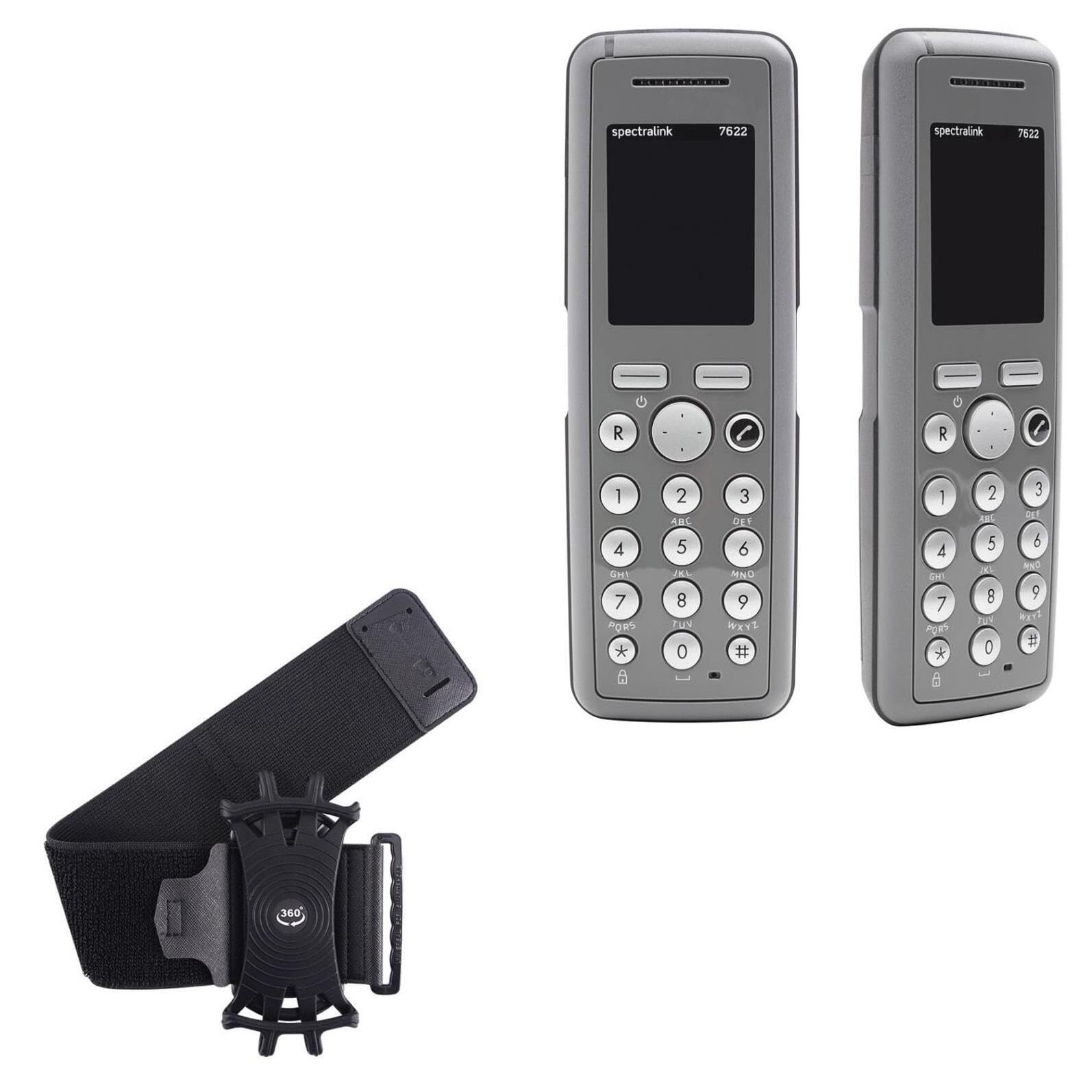 BoxWave Holster Compatible with SpectraLink 76 Series - ActiveStretch Sport Armband, Adjustable Armband for Workout and Running - Jet Black